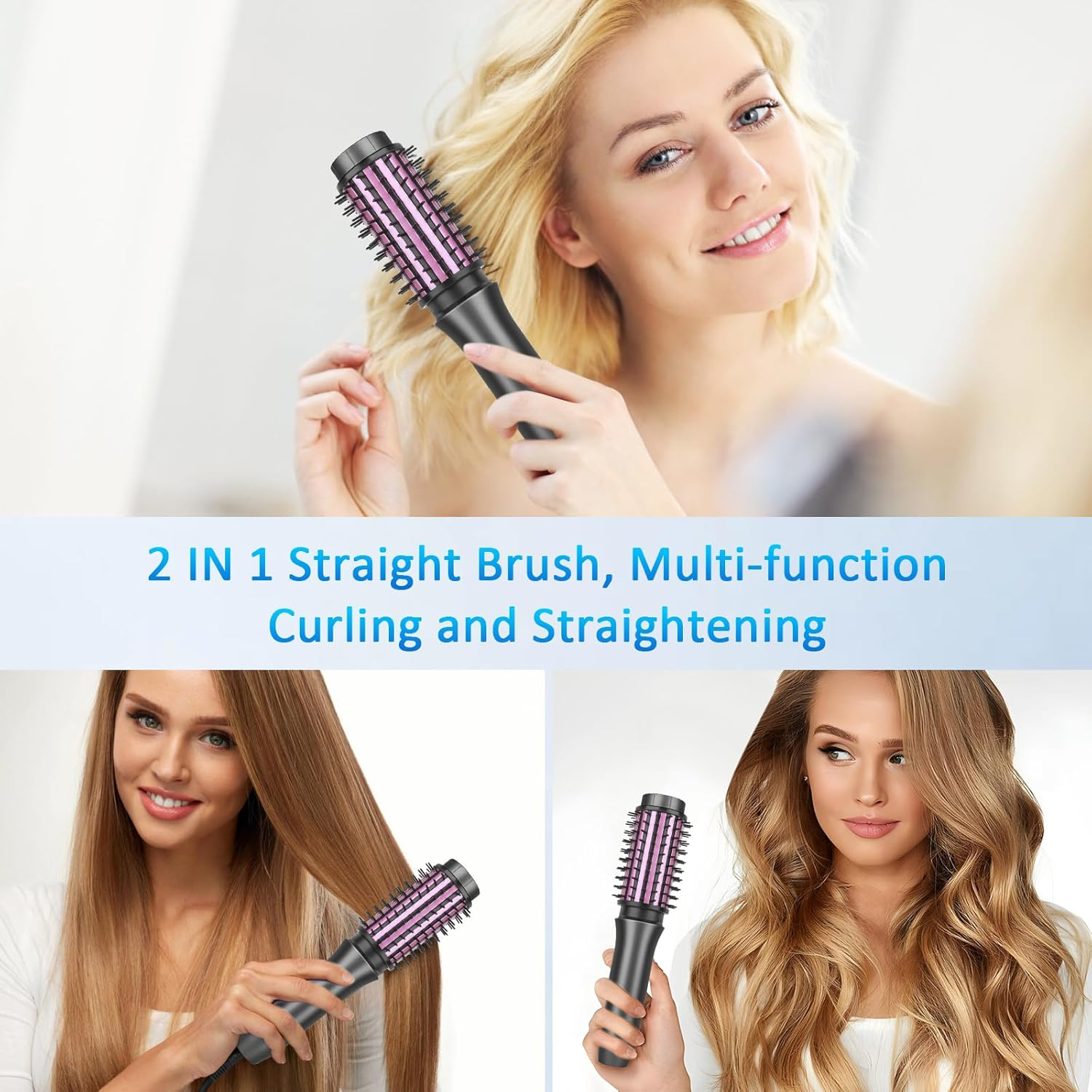 Wireless Curling Iron Hot Air Brush, round Hairdryer, Thermal Hair Dryer Brush, Portable Travel Mini, 7000 Mah USB Rechargeable with Negative image number 6
