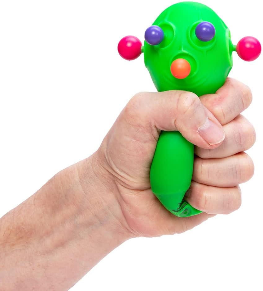 Needoh Panic Pete - Air-Filled Sensory Stress Toy, Squeeze to Pop Eyes, Nose, and Ears, Fun for All Ages, 4 Assorted Bright Colours, Ideal for Stress Relief and Focus