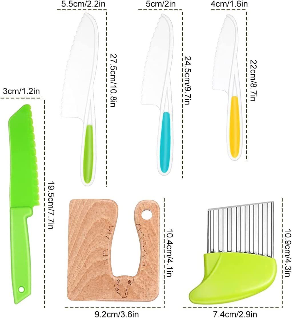 6 Pieces Kids Knife Set for Cooking and Safe Cutting Veggies Fruits, Montessori Kitchen Tools for Toddlers, Chopper, Cutting Fruit and Vegetable image number 1