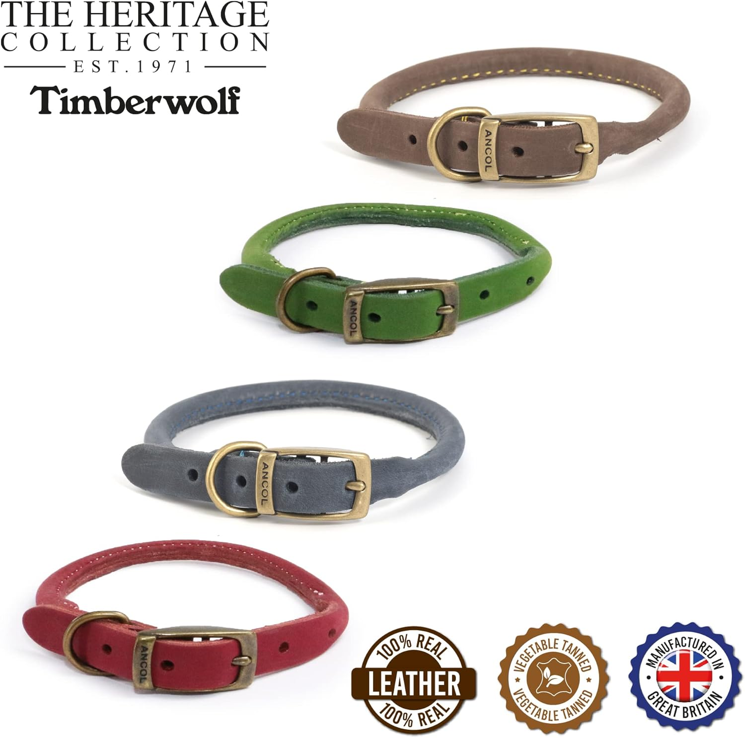 Ancol Timberwolf round Leather Collar image number 6
