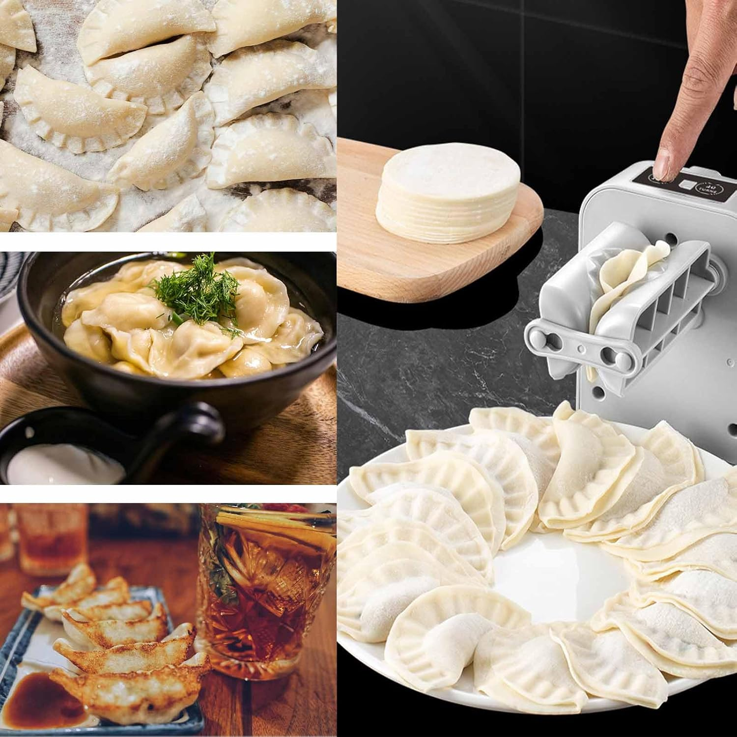 Electric Dumpling Maker Machine - Automatic, Easy-To-Use Home Appliance with Spoon and Brush, Two Modes for Quick Preparation (Grey) image number 1