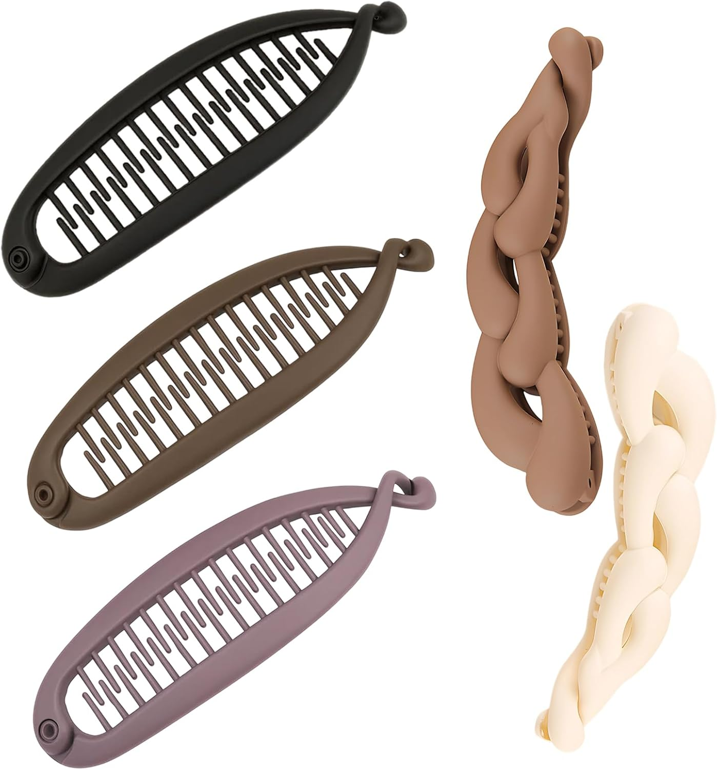 Pack of 5 Women'S Banana Clips, Thin Hair, Stylish Hair Clips for Yoga, Makeup and Special Occasions, Banana Hair Clips image number 1