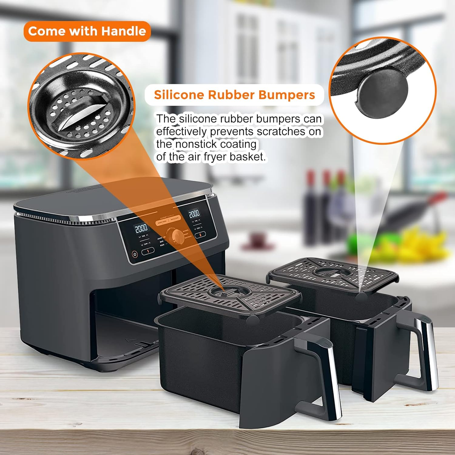 Air Fryer Replacement Parts for Ninja Foodi Dualzone Air Fryers, 2 PCS Food Grade Air Fryer Accessories Grill Pan Plate Crisper Plate Rack Tray for Ninja DZ090 DZ201 DZ100 Air Fryer, Dishwasher Safe image number 5