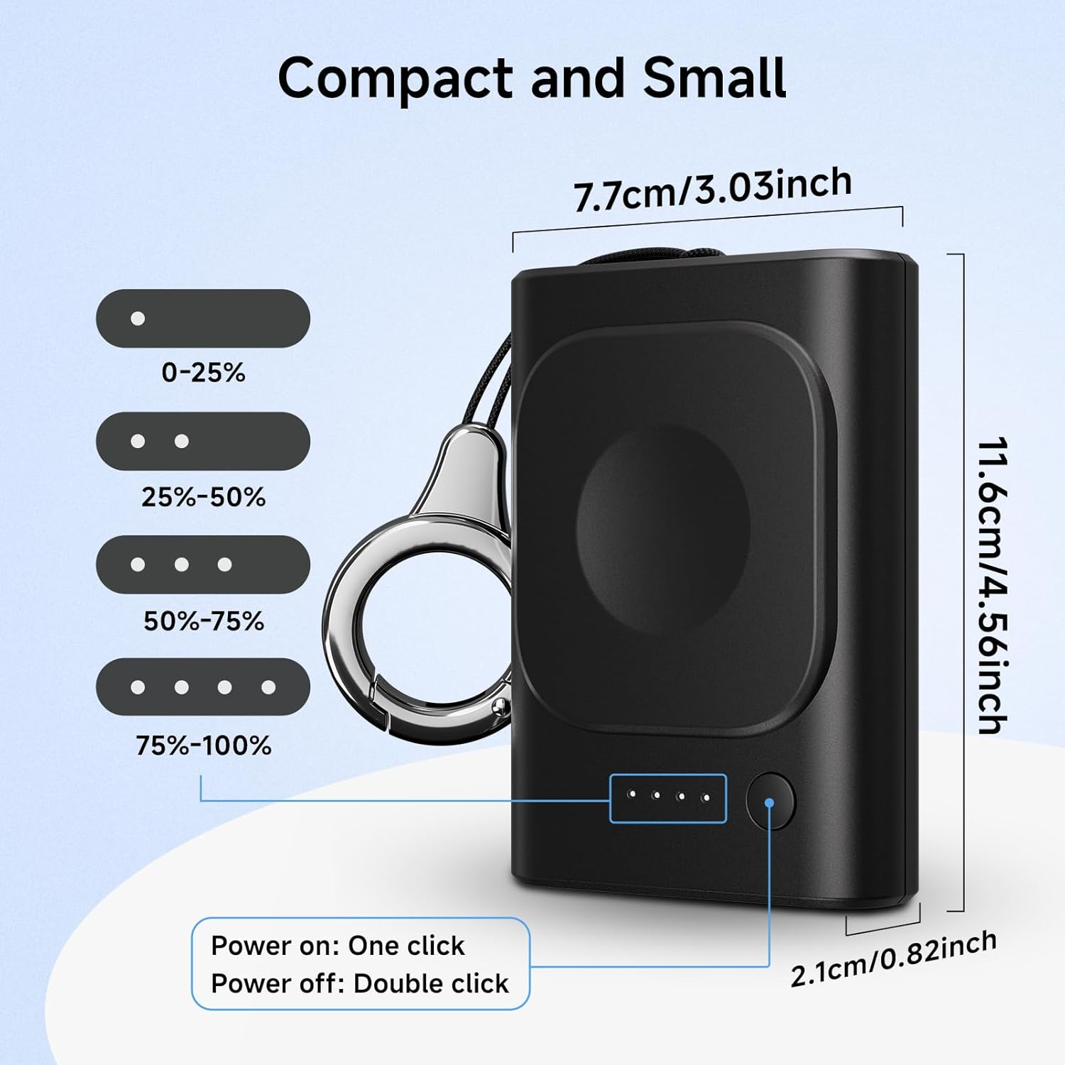 Lequiven 1800Mah Portable Watch Charger for Iwatch 9/8/7/6/5/4/3/2/1/SE, Power-Bank for Iwatch, Magnetic Charger for Apple Watch, with Keychain for Travel image number 3