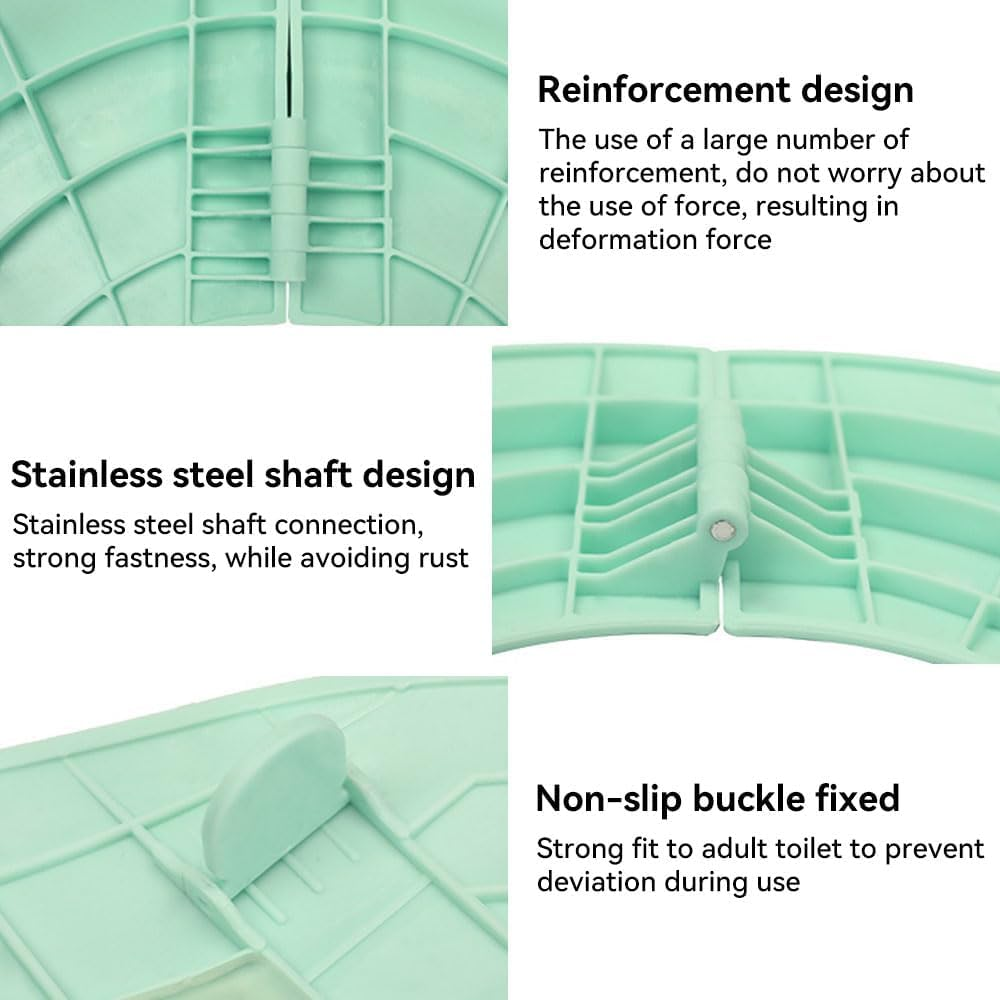 JZS Kids Toilet Seat Cover, Folding Non-Slip Potty Training Seat for Boys and Girls, Travel Portable Reusable Toddlers Toilet Seat Covers Fits round & Oval Toilets(Green) image number 2