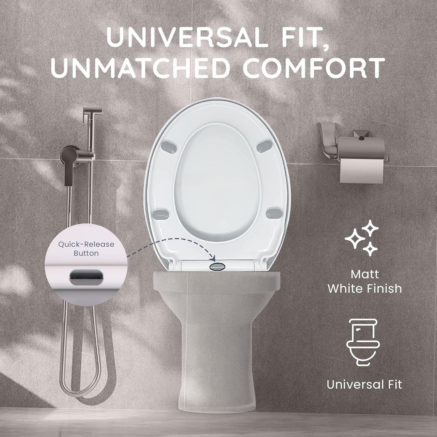 CUQOO Oval Soft Close Toilet Seat - Quick Release Toilet Seat - O Shape Soft Close Toilet Seat White - Slow Close Toilet Seat with Adjustable Hinges (Classic Comfort) image number 4