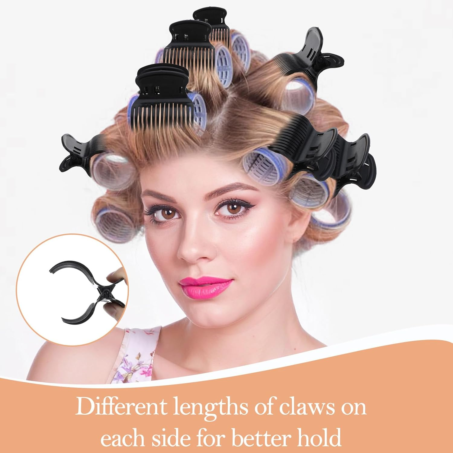 YUXIANLB Pack of 12 Hot Curler Clips Plastic Hair Curler Claw Clips Replacement for Styling Hair Parts in Women Black Lightweight Accessories for Daily Care and Styling image number 1