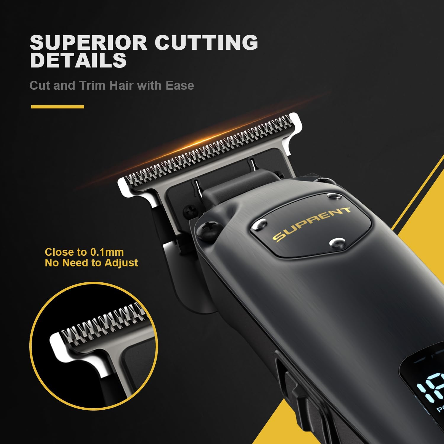 SUPRENT Pro Hair Clippers for Men, Rechargeable Cordless USB-C Clippers for Hair Cutting, Mens Hair Clippers & Trimmer Kit with LED Display for Barbers & Home Use (Gray) image number 2