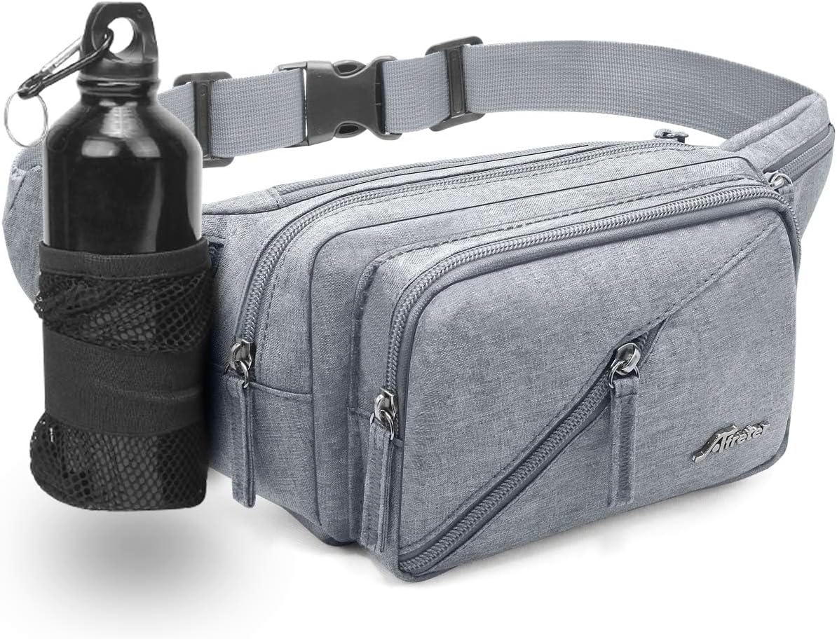 Afreter Fanny Pack Waterproof Waist Bag Pack Men Women Hip Bum Bag with Water Bottle Holder Adjustable Strap Suitable for Outdoors Workout Traveling Hiking Cycling Dog Walking Pouch Bag, Purple,