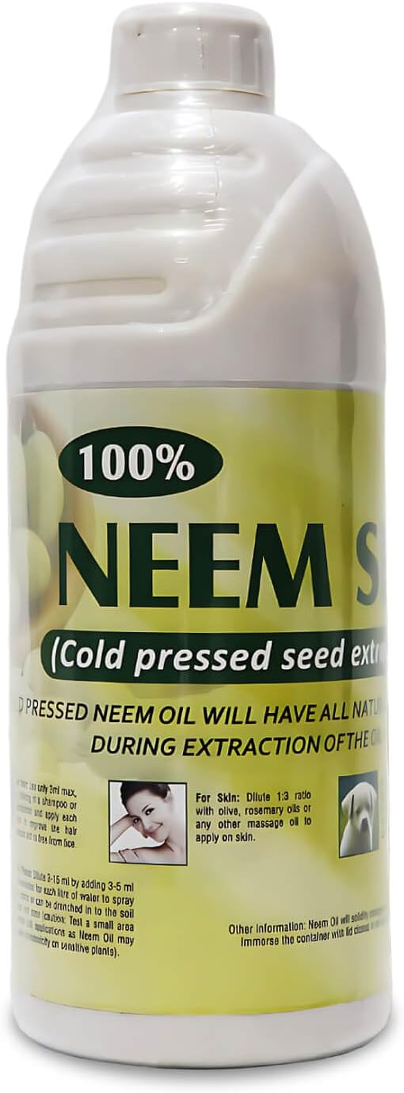Plant Needs Neem Oil 1 L | 100% Organic Cold Pressed Neem Seed Oil | Multi Purpose Neem Oil for Plants, Hair, Skin, and Pets