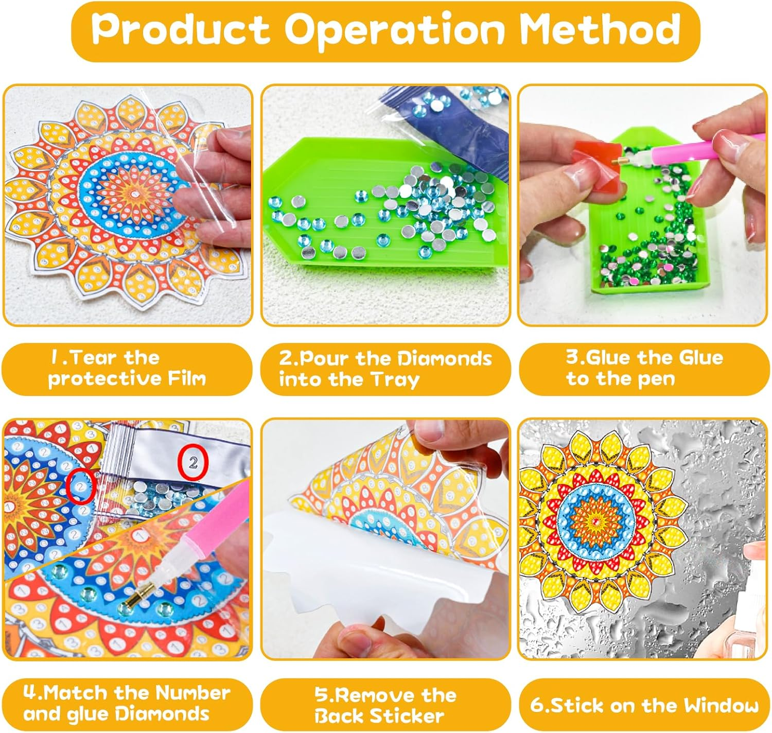 Art and Craft for Kids Aged 6-9: Birthday Presents for 7 8 Year Old Kids Art Craft Kits, 6 7 8 9 Year Old Boys Girls Gift Ideas Mandalas Window Diamond Stickers Art (Multicolored) image number 4