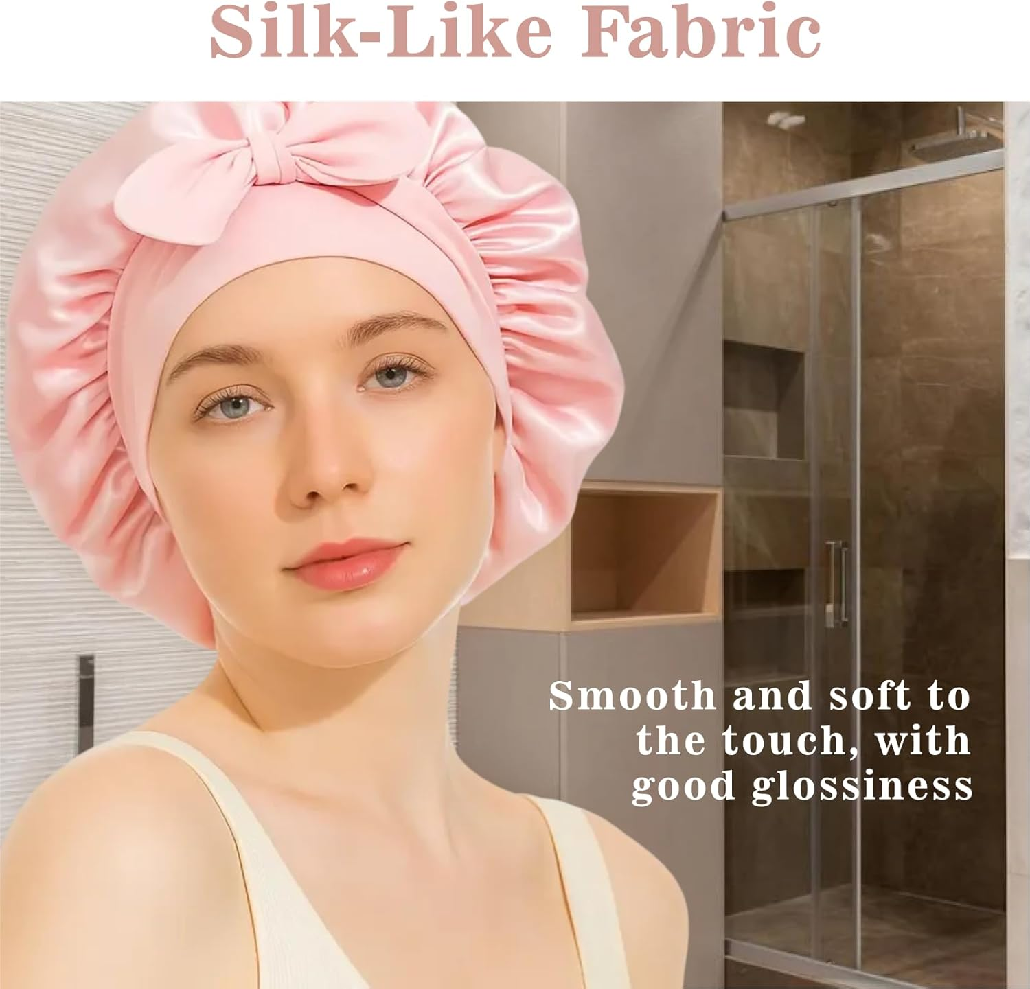 Silk Bonnet for Sleeping, Adjustable Satin Hair Bonnet Sleeping Cap for Curly Hair, Premium Mulberry Silk with Long Tie Band for Protection and Style, Skin Pink image number 3