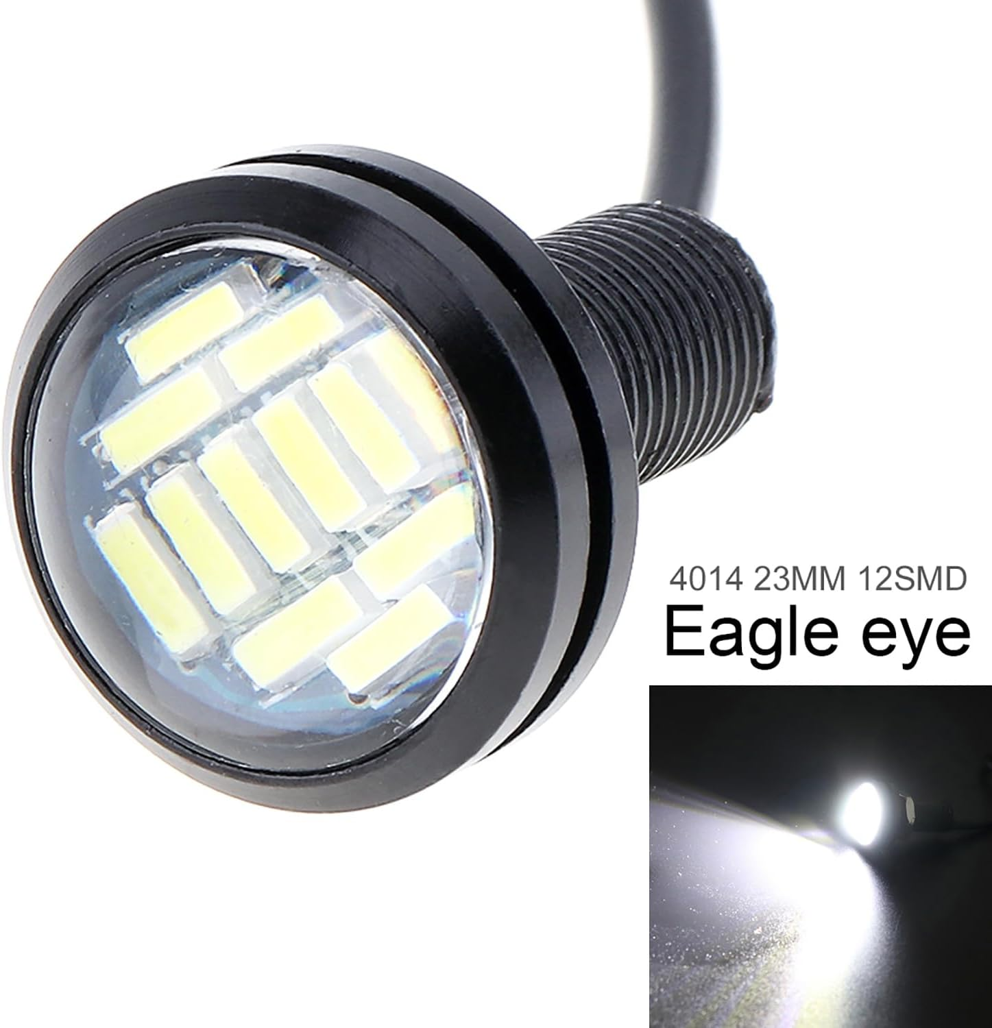 2Pcs 12V High Power Eagle Eye Light 23Mm 4014 12SMD Waterproof LED Bulb White Light for Car Fog DRL Lamp Car Motorcycle Turn Signal Light Backup Lights image number 3