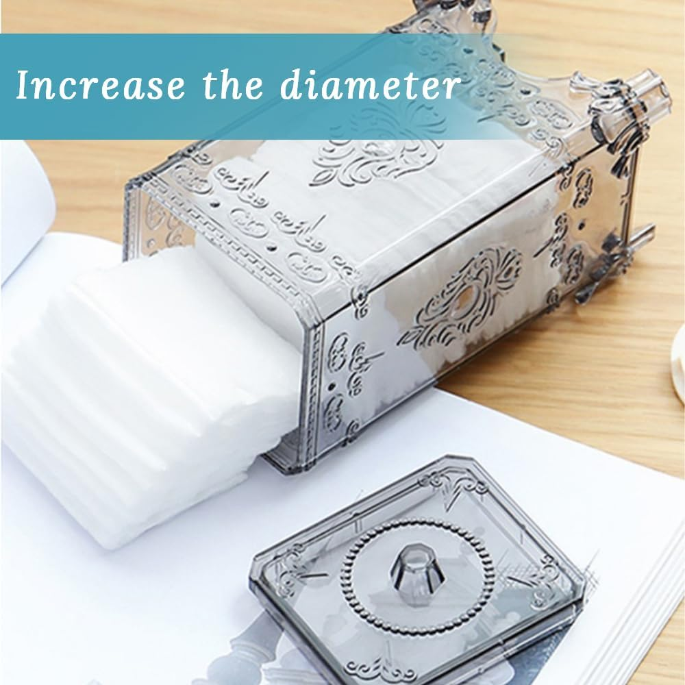 Cotton Pad Dispenser Container,Translucent Storage Box Organizer,Plastic Makeup Remover Pad Box Case, with Lid,Makeup Storage and Dustproof,For Bathroom Vanity Countertop(Grey) image number 2
