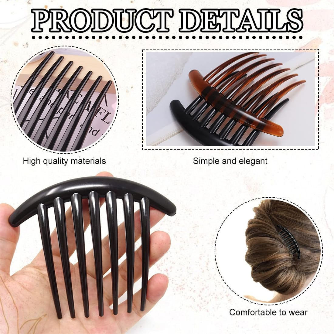 MIRKUZI Hair Combs Pack of 6 Hair Clip Teeth Hair Comb Hair Accessories Hair Clip Comb Women Girls Gift Hair Clip Comb Women Side Comb Hair Accessories