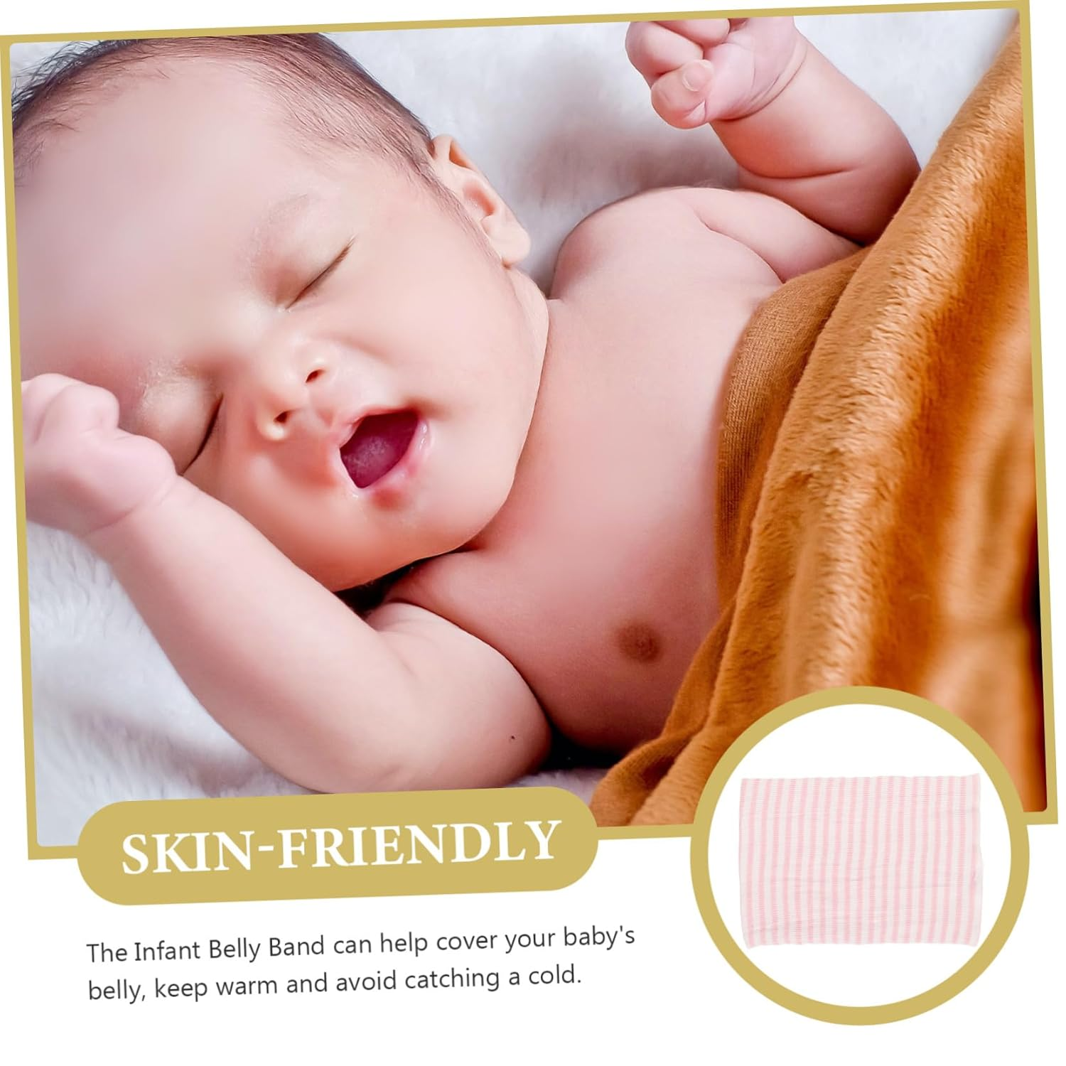 Newborn Baby Belly Band Dual Layer Cotton Abdomen Wrap for Infants Portable Belly Cover Cord Belt Pink Striped Protective for Toddler Boys and Girls