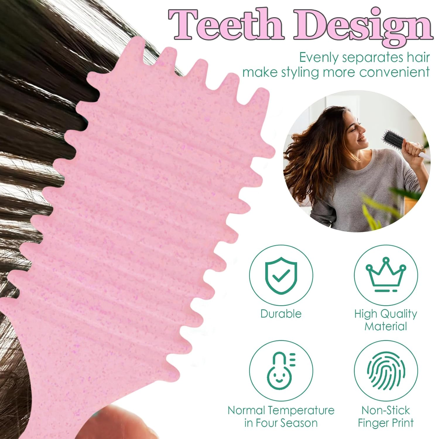 Curly Hair Brush: Bounce Hair Brush Less Pulling Styling Brush for Men and Women Boar Bristle Curl for Combing Detangling, Pink image number 6