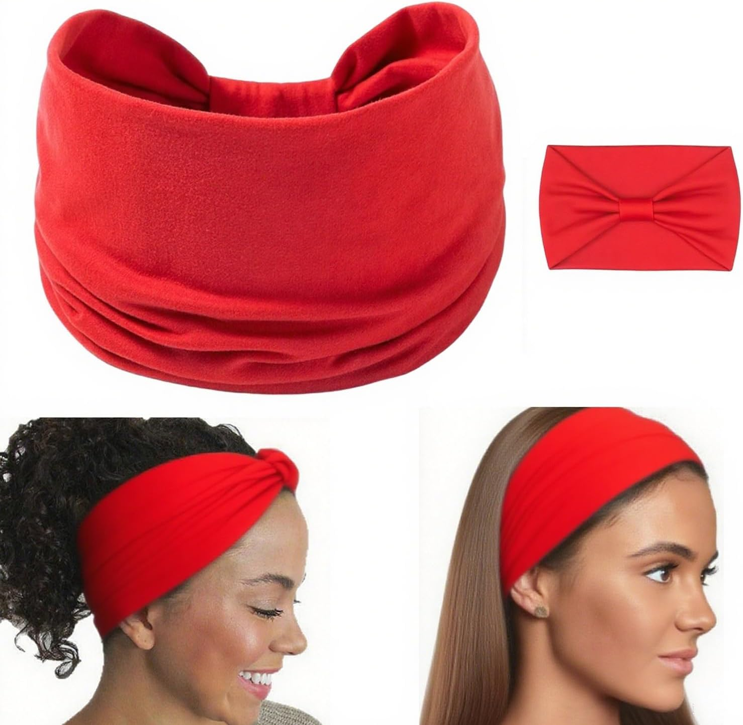 Headbands for Women, Elastic Non-Slip Exercise Headbands Sweat-Wicking for Yoga, Fitness, Tennis & Running Sports