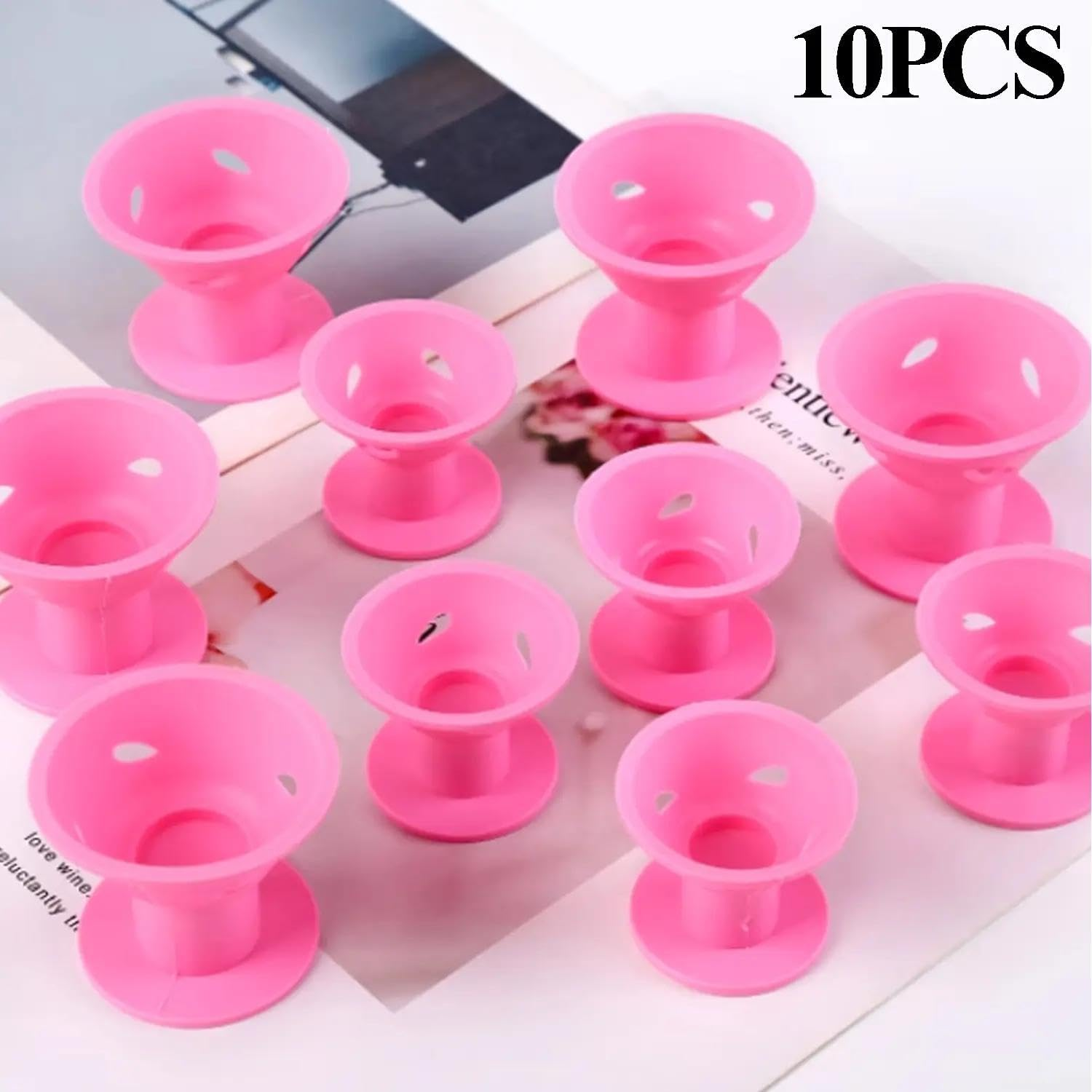 10PCS Magic Hair Rollers & Heatless Hair Curlers for Overnight Curls - No Heat Silk Hair Rollers for Women & Girls | Soft Sleep-In Foam Curlers with Ventilation Holes | Damage-Free Natural Waves & Curls (Pink, Mix) - Blue image number 6