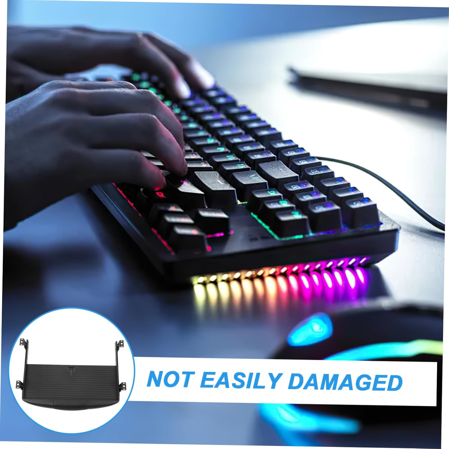 OSALADI Full Extension Keyboard Tray under Desk Multi-Purpose Drawer Style Keyboard Storage Tray with Guide Rails for Smooth Slide Out Desk Organizer for Typing and Computer Accessories