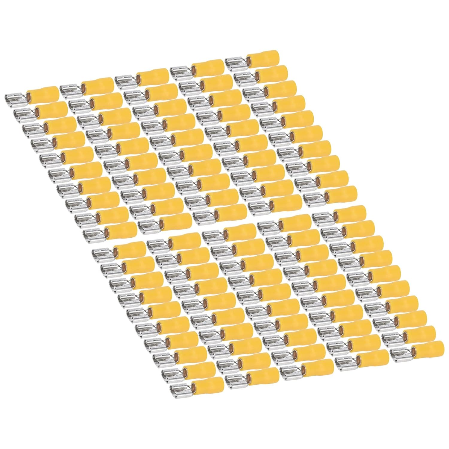 Domary 100PCS Insulated Wire Terminal Female Spade Connector for AWG 12‑10 4‑6Mm&sup2; Yellow Electrical Crimp 24A Terminal Copper PVC Set Electrical Equipment Industrial Automation image number 2