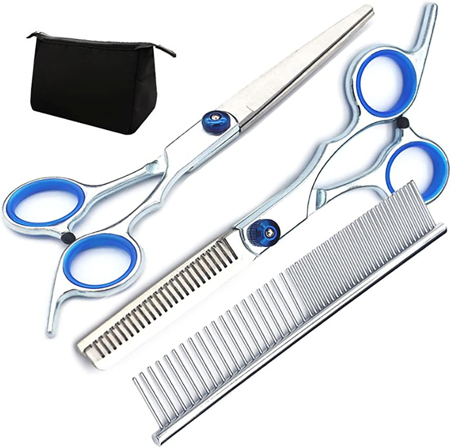 Dog Scissors, Pet Grooming Scissors Set Adjustable Screws Slip Resistance 6 in 1 for Home image number 2