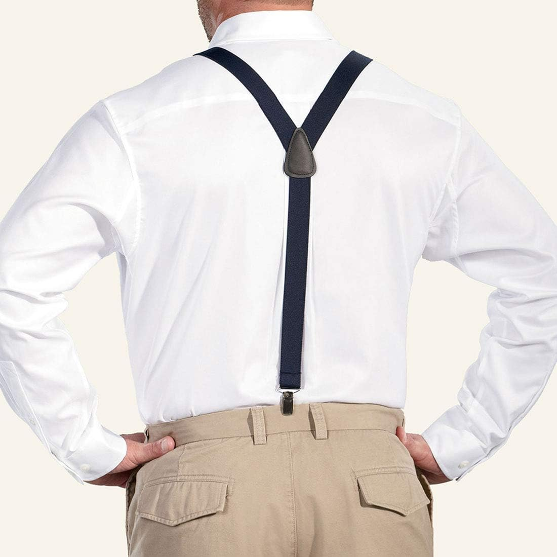 Mens Women Adjustable Elastic Suspenders Y-Shaped Clip on Unisex Braces Solid Colour - Black image number 6