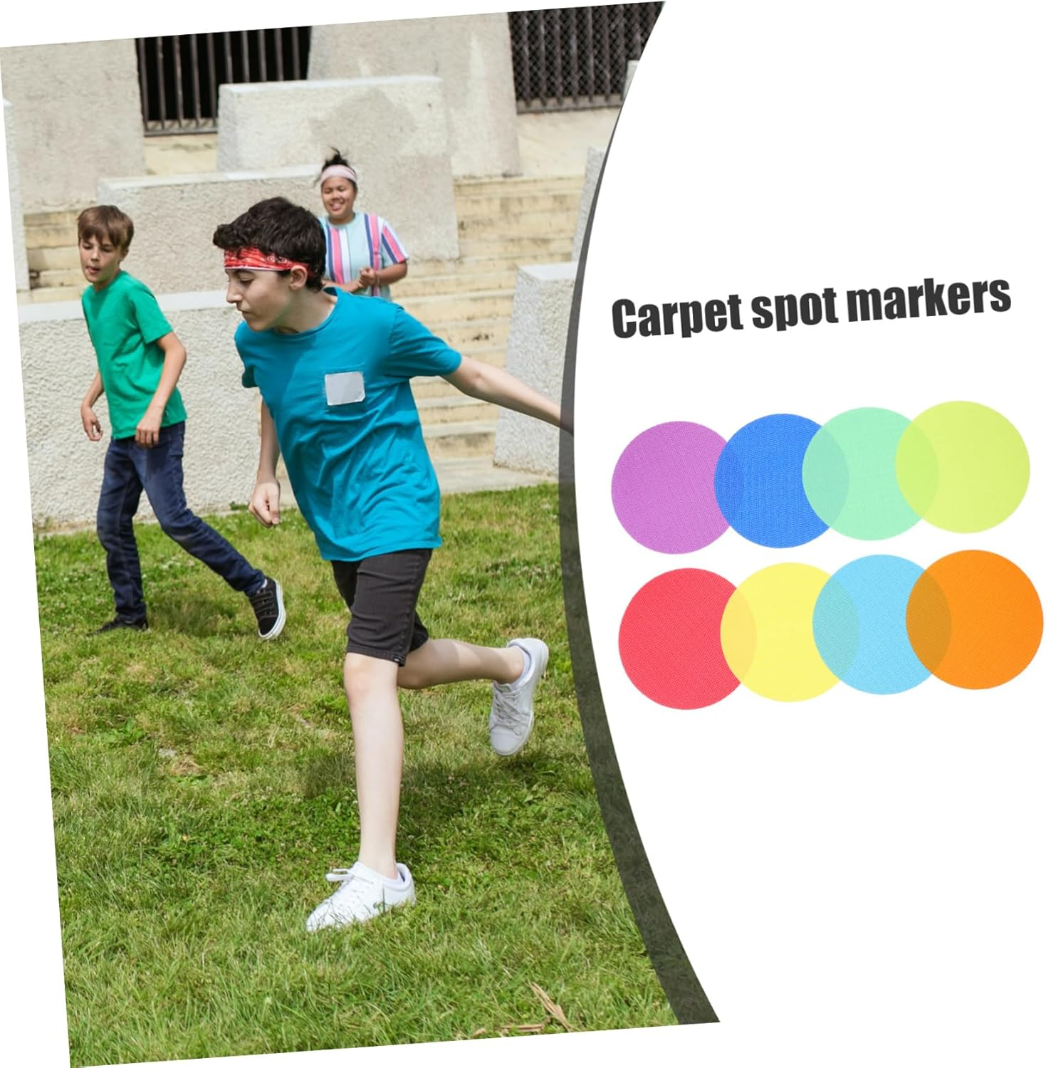 STOBOK 36Pcs Gym Floor Poly Dots Spot on Floor Markers Kindergarten Carpet Spots Line up Dots Football Training Disc Carpet Spots for Classroom Carpet Markers Toddler Label Nylon Round image number 5