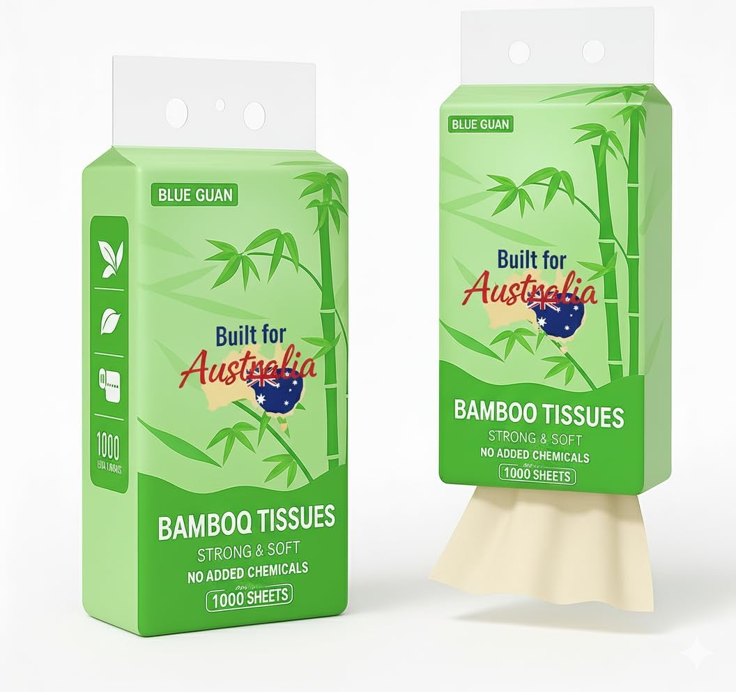 Blueguan Paper Towel 100% Natural Bambo Toilet Paper for Hanging Kitchen Towels and Everyday Use 1000 Sheets 4-Ply Cleaning Wipes Hand Tissues Big Size Roll Flexible Absorbent image number 3