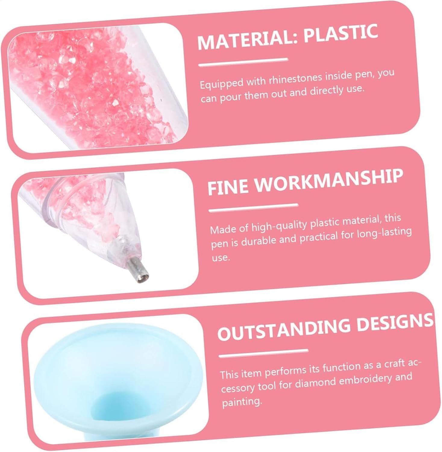 Flower Pens Gem Art - Flower Pot Shape Nail Pen | Diamond Painting Pens, 3X Self Adhesive Pens with Comfortable Handle, Pen Tool Set with Gem Tray image number 1