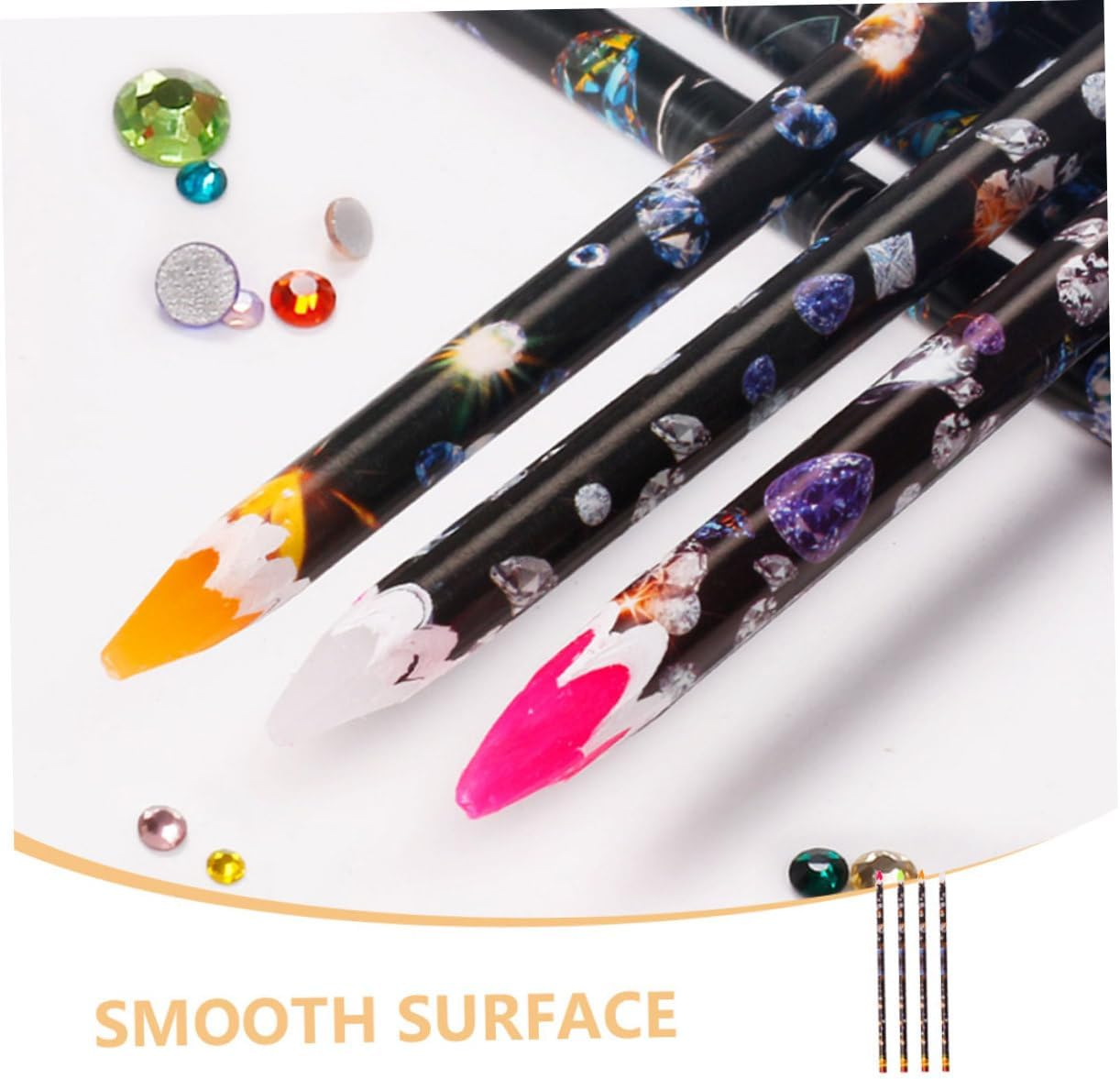 WEKADRIN 4Pcs Rhinestone Picker Wax Pencil Set for Nail Art Includes Yellow White Fuchsia and Fluorescent Green Dotting Tools for Gem Application and Manicure