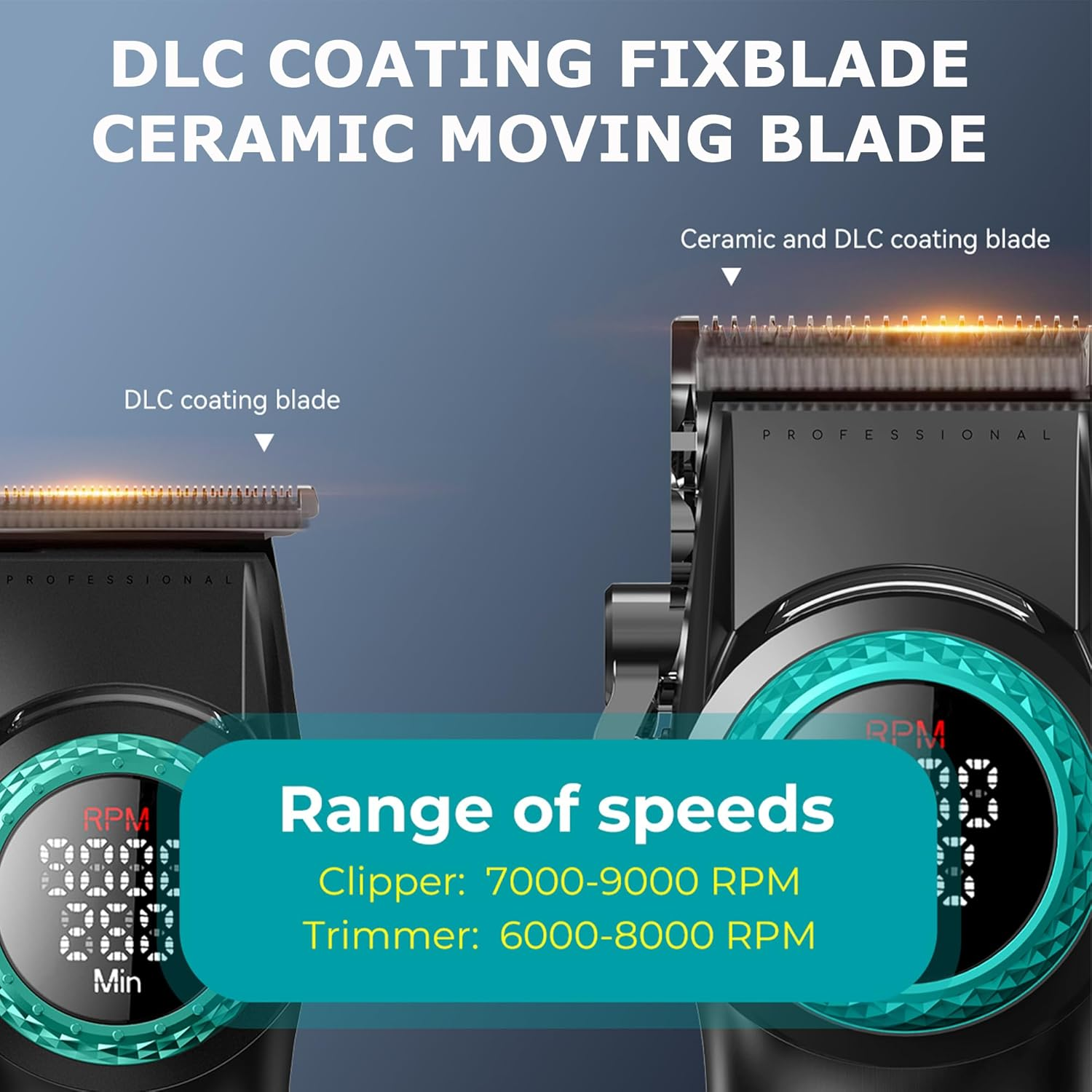 VGR 3-In-1 Professional Hair Trimmer Set with Men'S Hair Trimmer, Trimmer and Razor, Equipped with Improved Motor, Integrated Charging Station, LED Display and Storage Box, Black image number 1