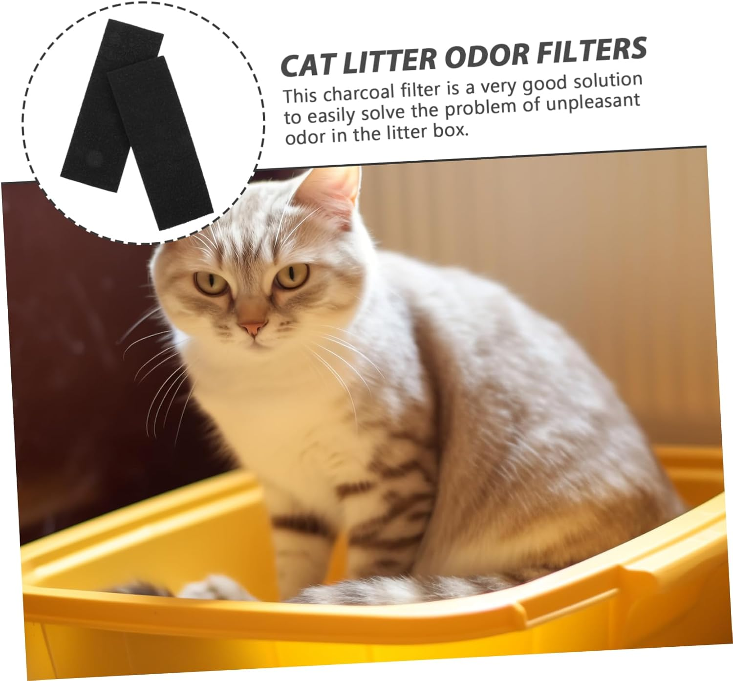 FUTUREORYY 2Pcs Charcoal Cat Litter Tray Filters Odor Absorbing Activated Carbon Inserts for Litter Box Pet Odor and Practical for Cat Toilets