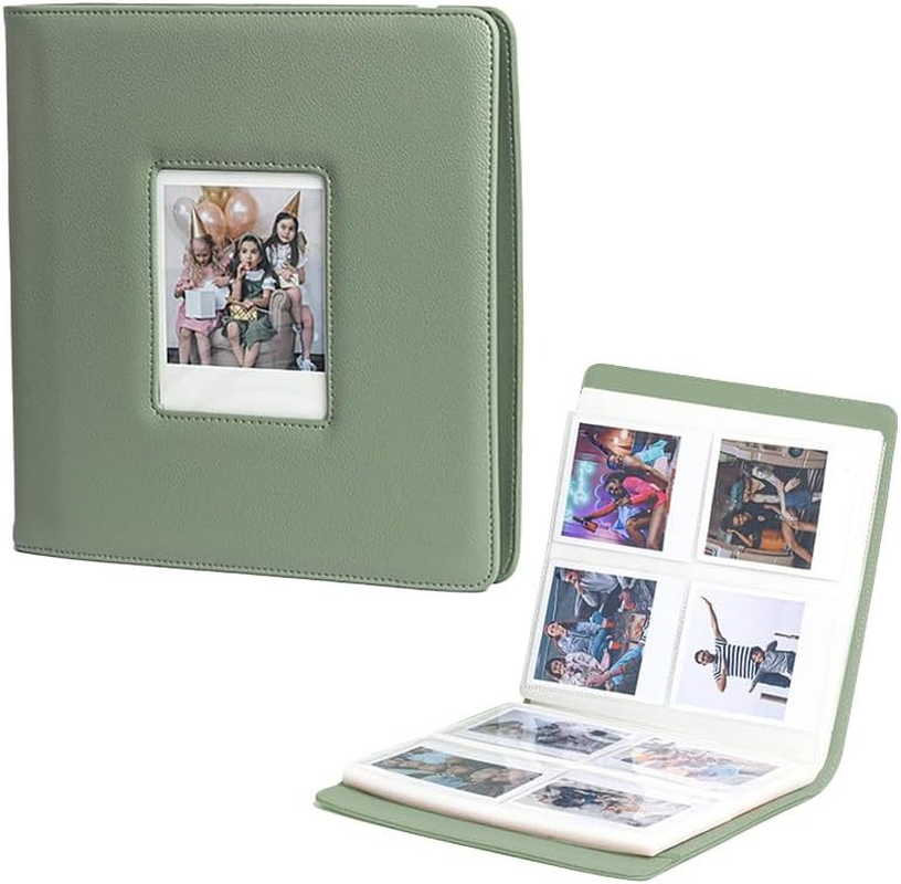 LIFEBEA Large Photo Album 288 Pockets - Holds Polaroid I-Type 600 SX70 & Fujifilm Wide Photos (Up to 9X11Cm) - PU Leather Cover with Photo Window & Strap Closure (Brown)