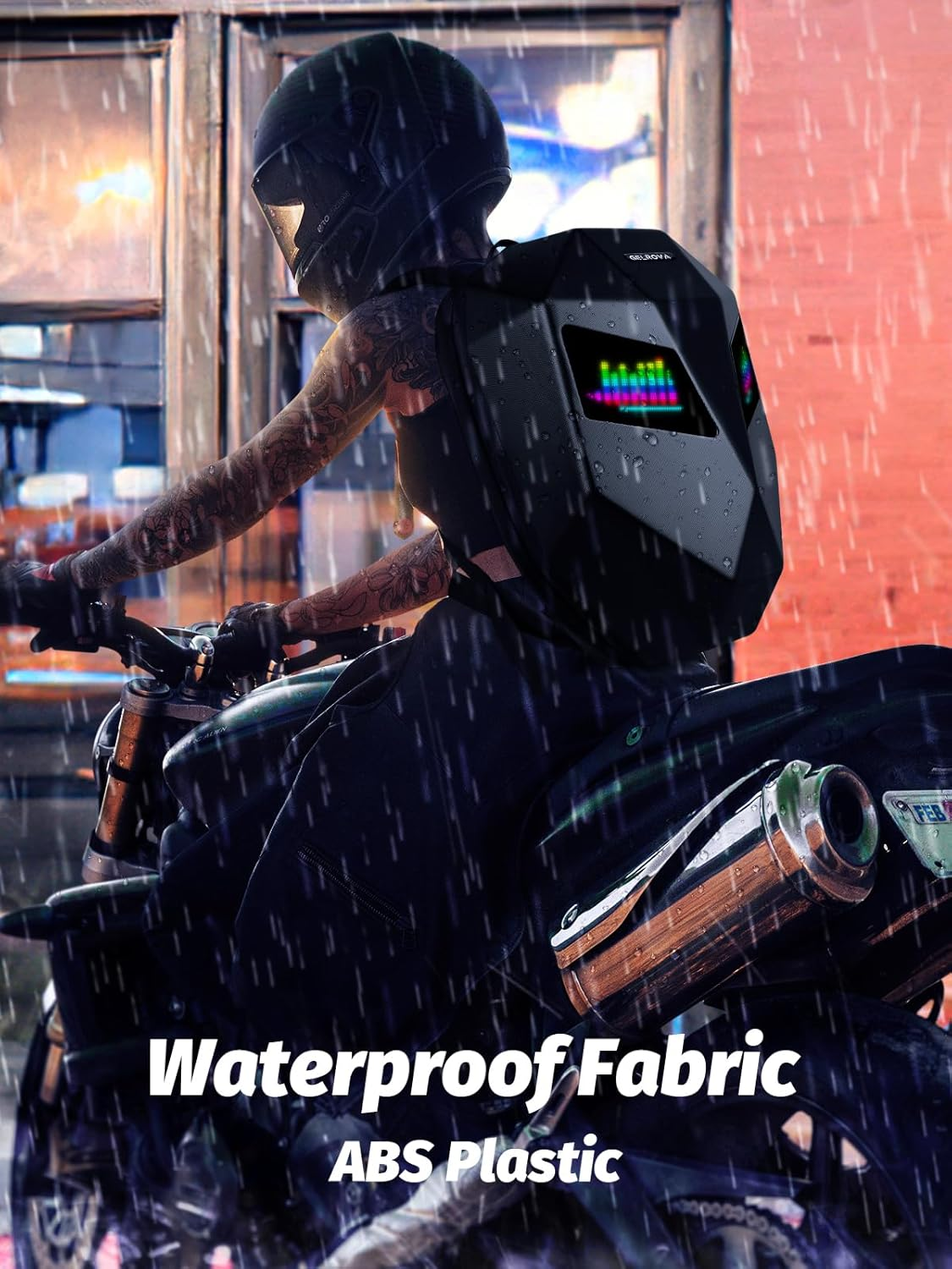 Gelrova Knight LED Motorcycle Backpack, Hard Case Riding Backpack DIY Motorbike Luggage Laptop Bag Waterproof, 19Inch image number 5