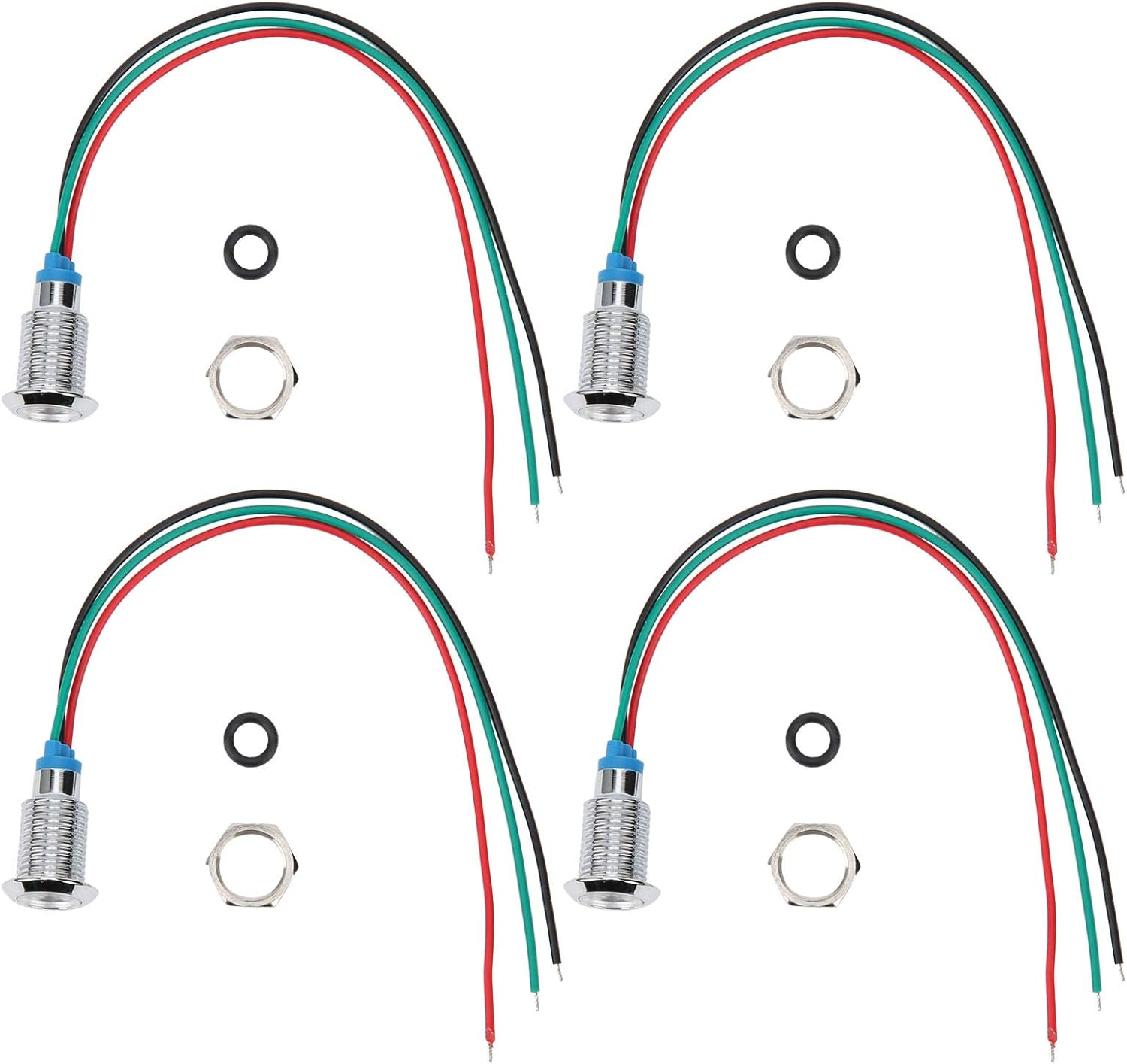 Indicator Light, 12-24V 4 Sets Pre Wired 10Mm 2 Color Common Cathode Design with Compression Nuts Led Dash Lights Indicator Lights for Automotive and Industrial Use (Red image number 4