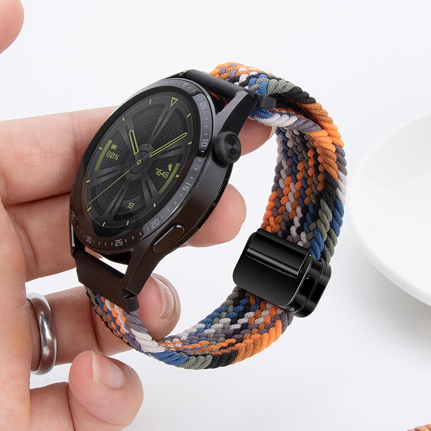 Nylon Strap 20Mm Compatible with Huawei Watch GT2 GT3 42Mm, Samsung Galaxy Watch 7/6/5/4 40Mm 44Mm 45Mm 45Mm, Garmins Vivoactive 5, Amazfits GTS 4, Braided Stretchy Magnetic Watch Band