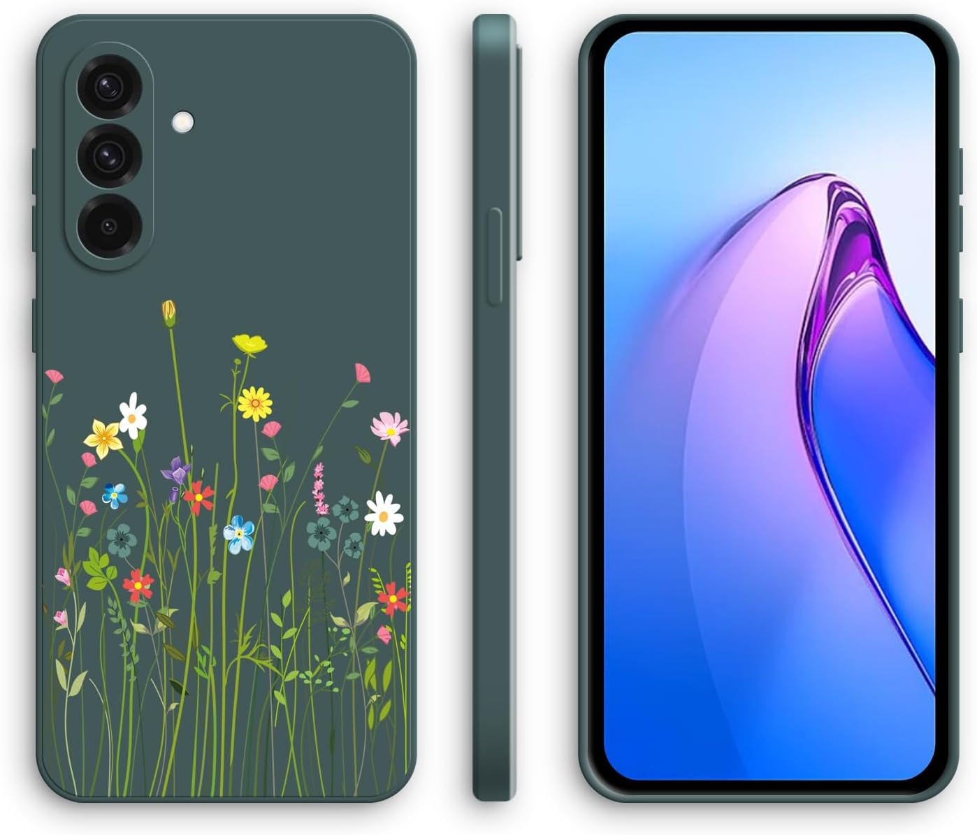 XINYEXIN Silicone Case for Samsung Galaxy A56 5G with Cute Pattern Ultra Thin Straight Edge Soft Silicone Mobile Phone Case Shockproof Protective Case - Lavender, White