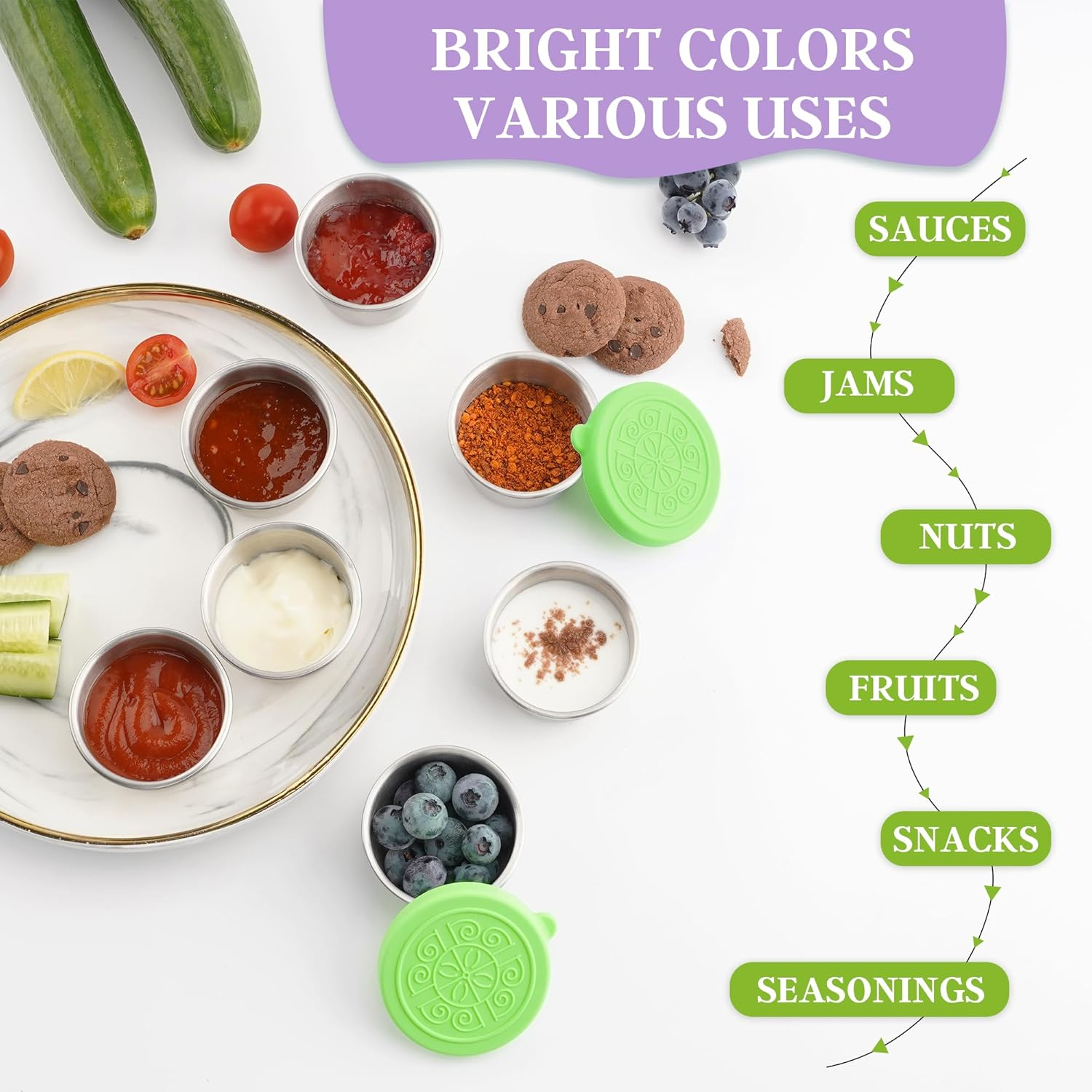 6X1.6 Oz Salad Dressing Containers with Lids, Small Leakproof Reusable Stainless Steel Salad Dressing Container to Go for Lunch Boxes,Sauce Containers, Picnics,Travel Meal Prep and Kitchen Storage.