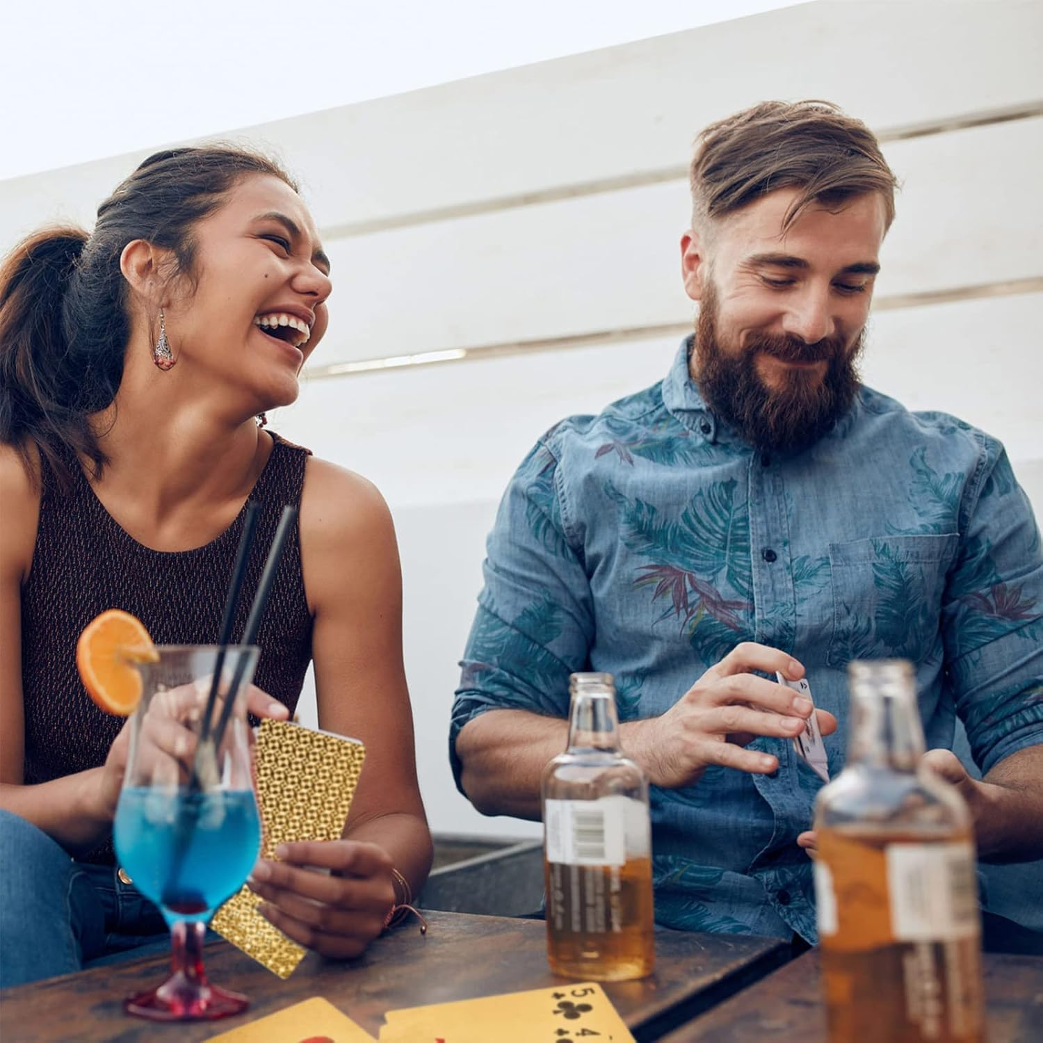 HENWUBEI 2 Decks of Black and Gold Playing Cards, Waterproof Plastic Cards with Gift Box, Game Tool for Home Game Party - Cool Gold and Black Diamond