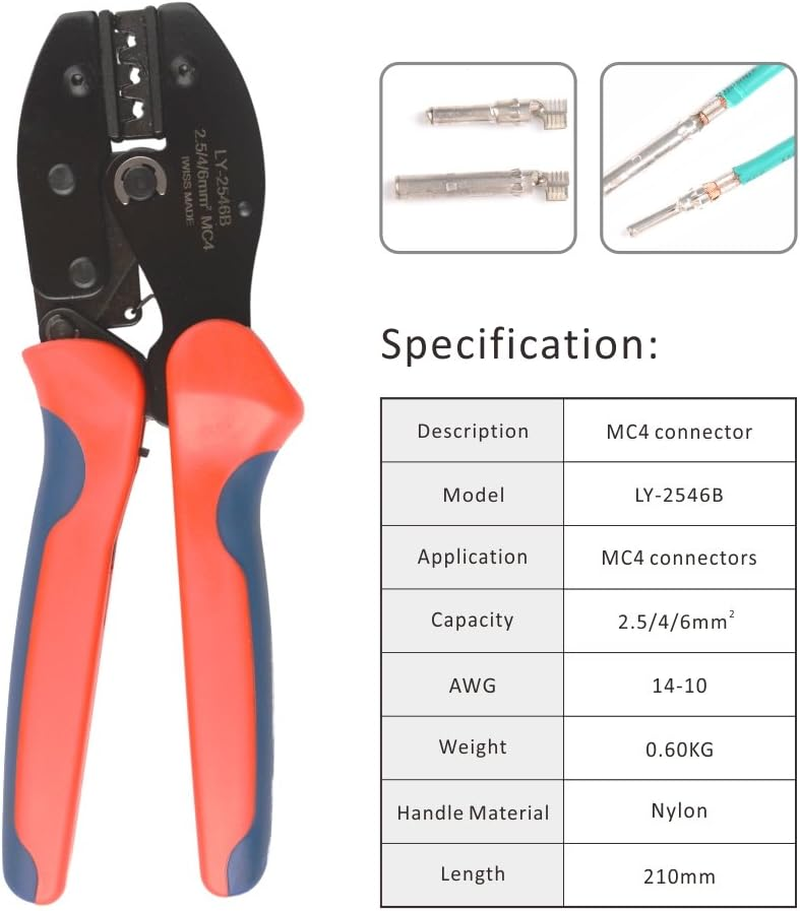 IWISS MC4 Solar Connector Crimping Tools for AWG14-10 2.5/4/6Mm2 Solar Panel PV Cable image number 4