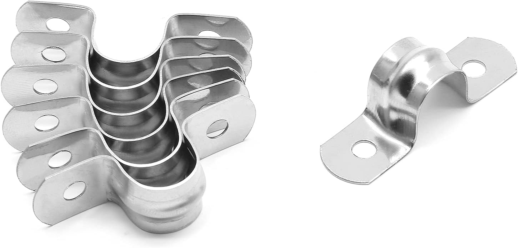 Jersvimc 20Pcs 3/4 Inch Stainless Steel Conduit Clamps, Two Hole Strap U Bracket Rigid Pipe Strap Metal U Clamp Conduit Strap Tension Clips U-Tube Clamp Heavy Duty image number 1