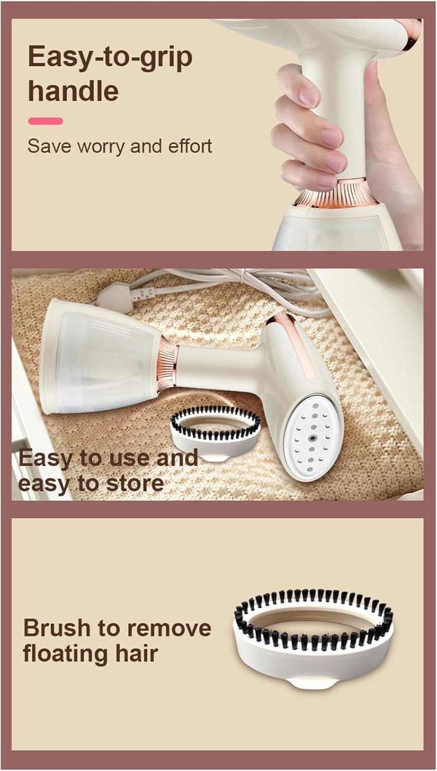 Handheld Garment Steamer, 30S Fast Heat Up1500W, Portable Travel Clothing Fabric Steamer with 260Ml Water Tank, Stainless Steel Heated Plate, for Home and Travel (AU PLUG) image number 5