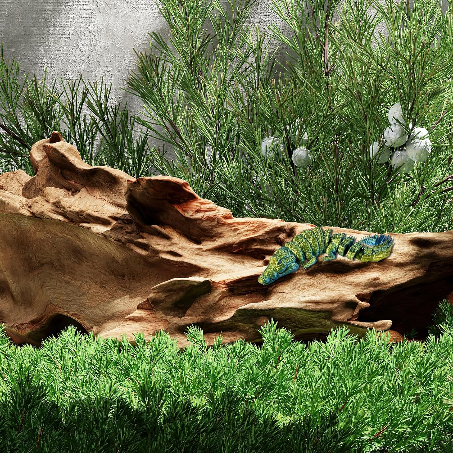 3D Printed Crocodile, 3D Printed Animal Toys for Desktop Decorations, Fidget Toys, Prank Prop (21Cm/8.26In, Blue Green) image number 4