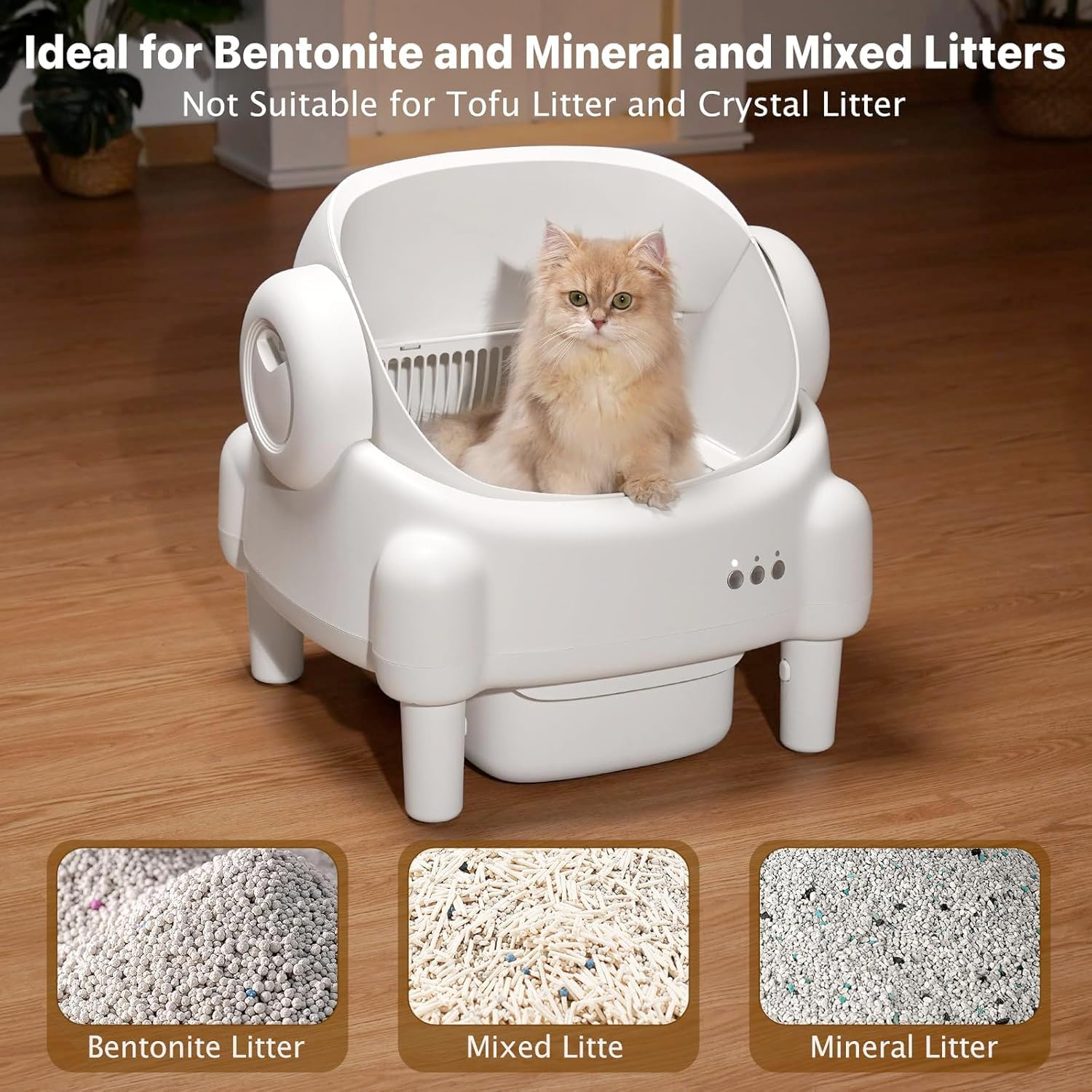 Automatic Cat Litter Box Open Top Design Self Cleaning Cat Litter Box for Multiple Cats with App Control Safety Protection and 11L Large Waste Bin with Trash Bags image number 5