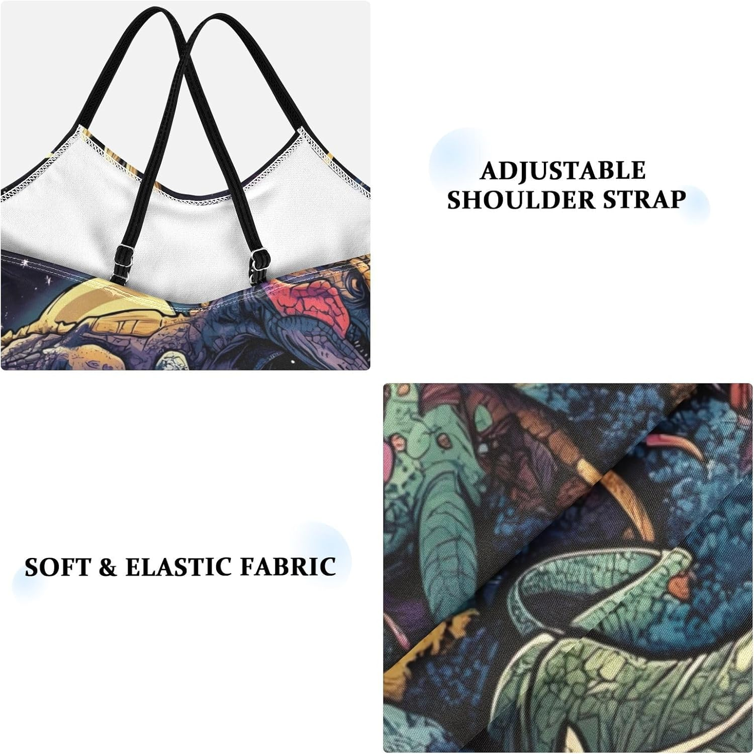 RPLIFE Dinosaurs Design Girls Swim Suit with Adjustable Shoulder Strap, Beach Swim Suits Kids, 3-10