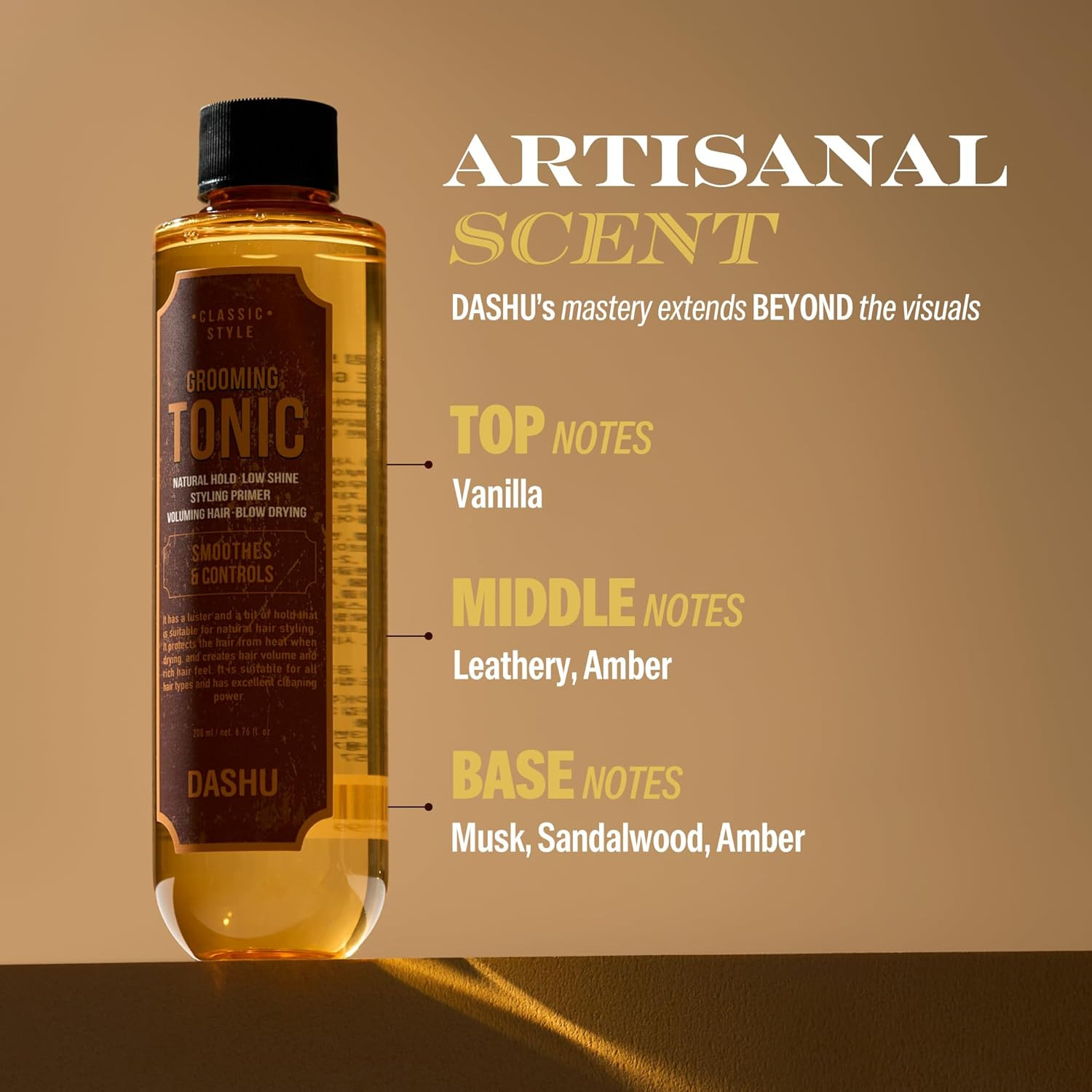 DASHU Classic Style Grooming Tonic | Natural Hold Low Shine Styling Primer Hair Volumizing Heat Damage Control | Men Grooming Styling Products 6.76 Fl image number 3