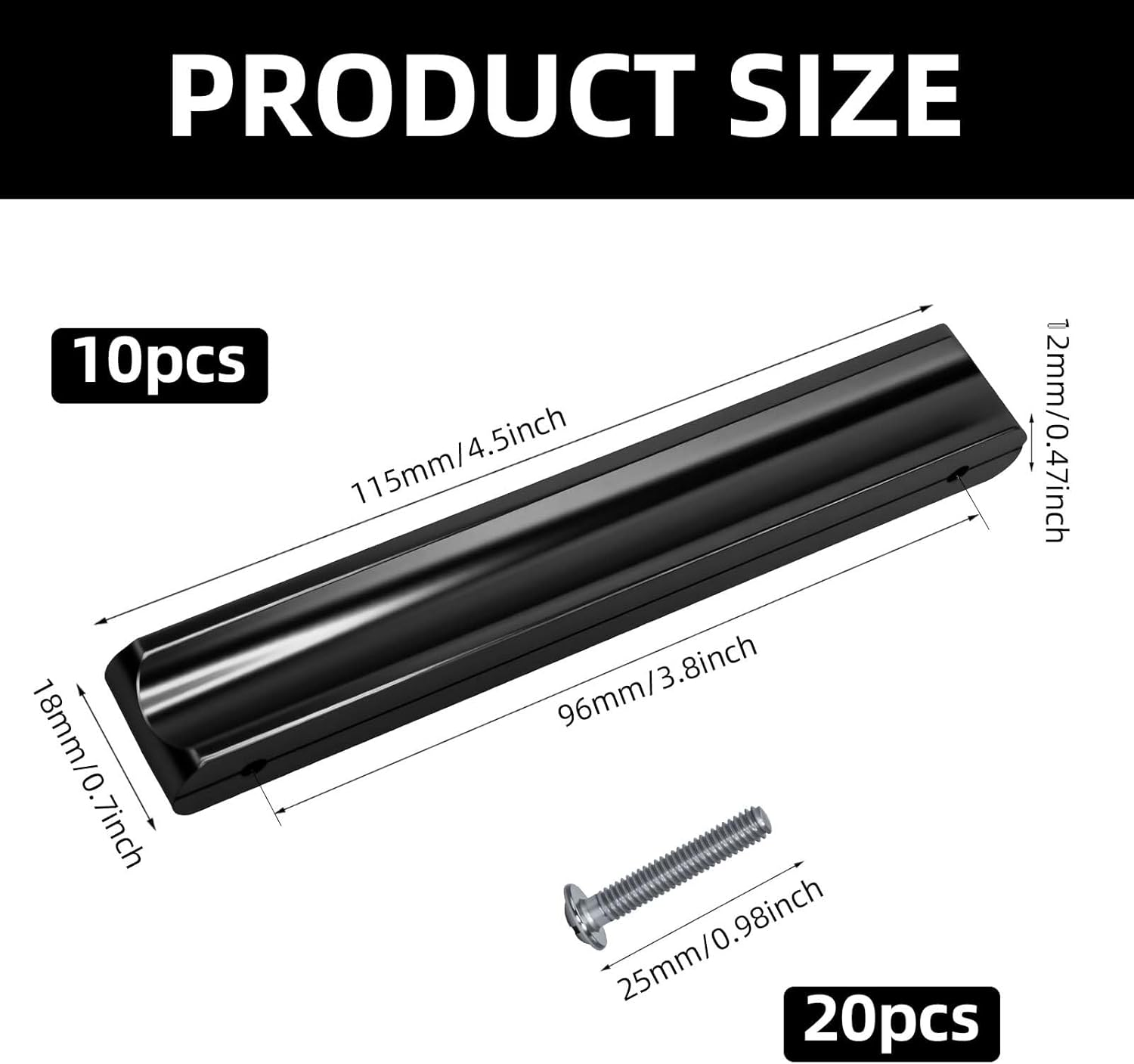 Fiabgum 10 Pcs Cabinet Handles Drawer Pulls Hardware Kitchen Handles Furniture Handle Furniture Decoration for Cabinets Cupboard Dresser Drawers Pulls - 3.8Inch Hole Center, Black - Drawn Gold 96Mm image number 6