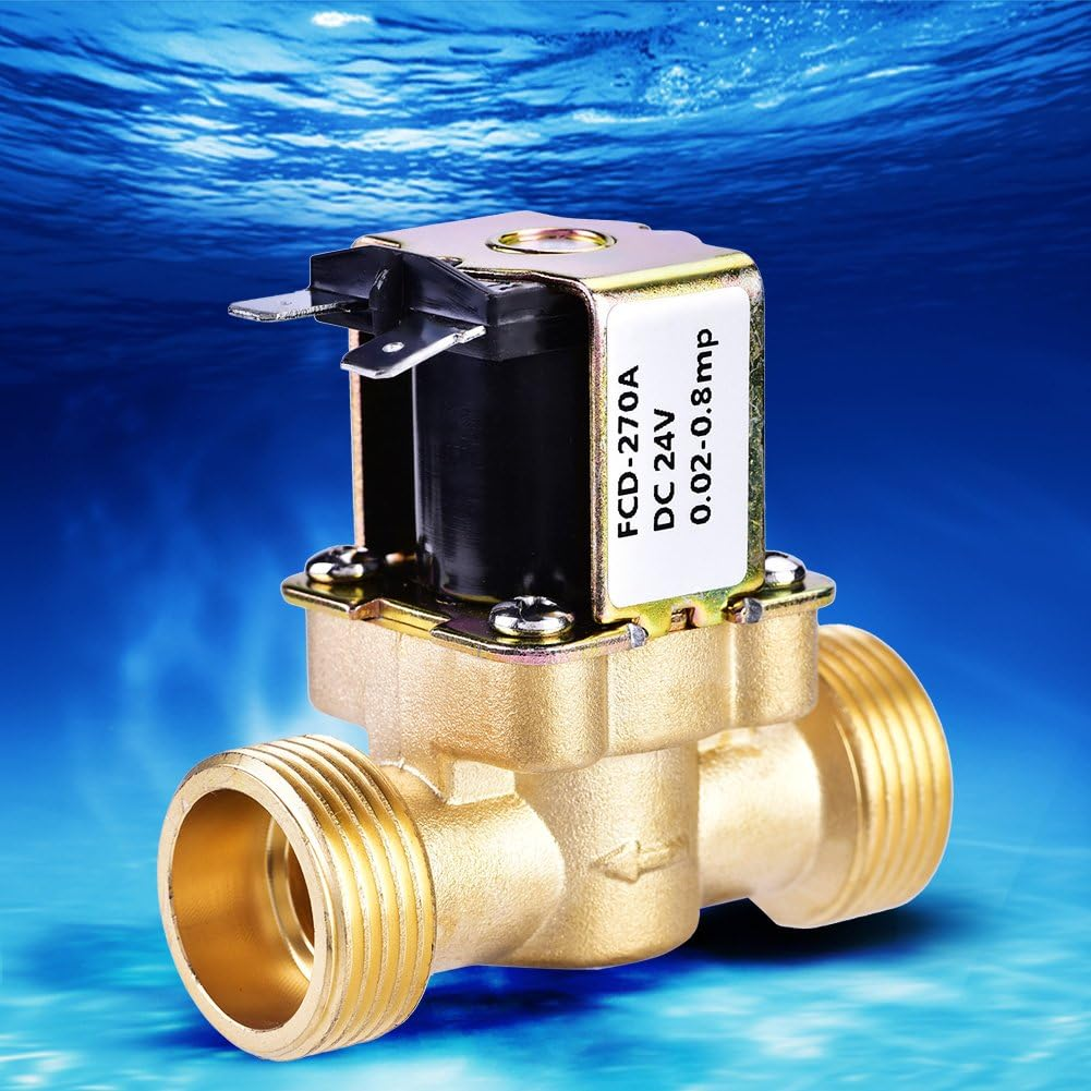 3/4" DC Water Valve 24V Normally Closed Brass Electric Solenoid Magnetic Valve for Water Control image number 1