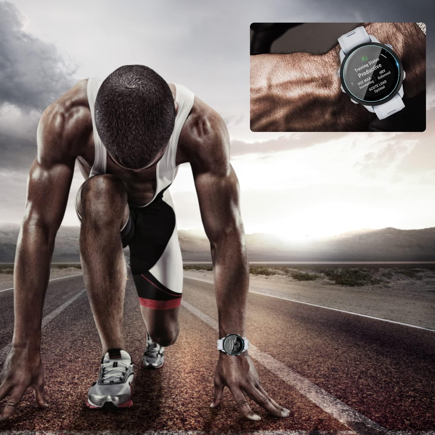 Suoman 4+6 Pack for Garmin Forerunner 955 Screen Protector + Anti-Dust Plugs, [Anti-Scratch] Full-Coverage 2.5D 9H Hardness Tempered Glass Screen Protective Film